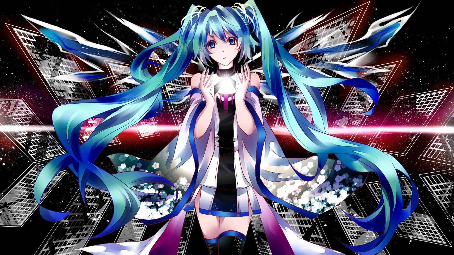 动漫,动漫少女,初音未来,插画,手绘,儿童桌面专用