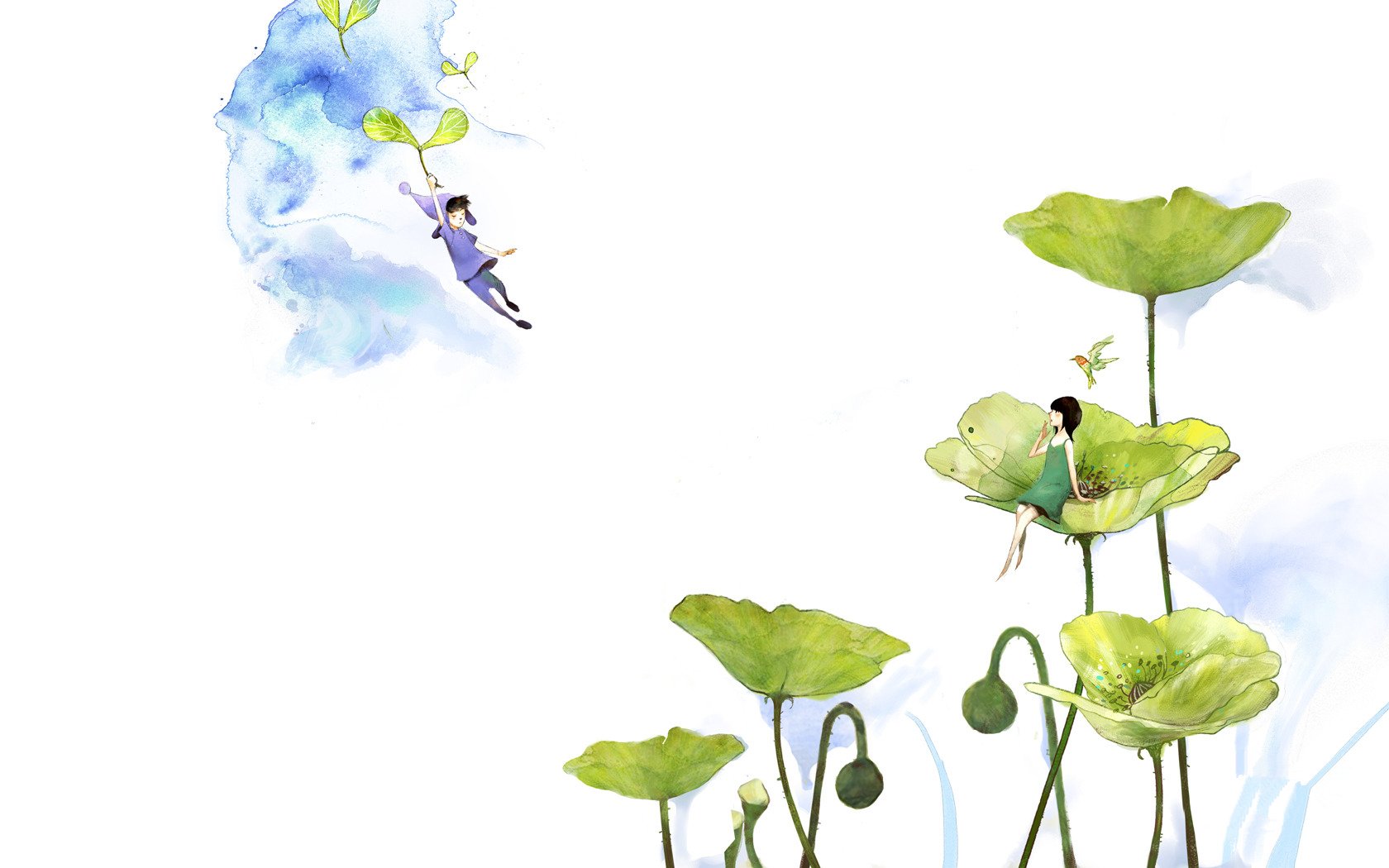 爱情美图,浪漫手绘,相遇,幸福,水彩