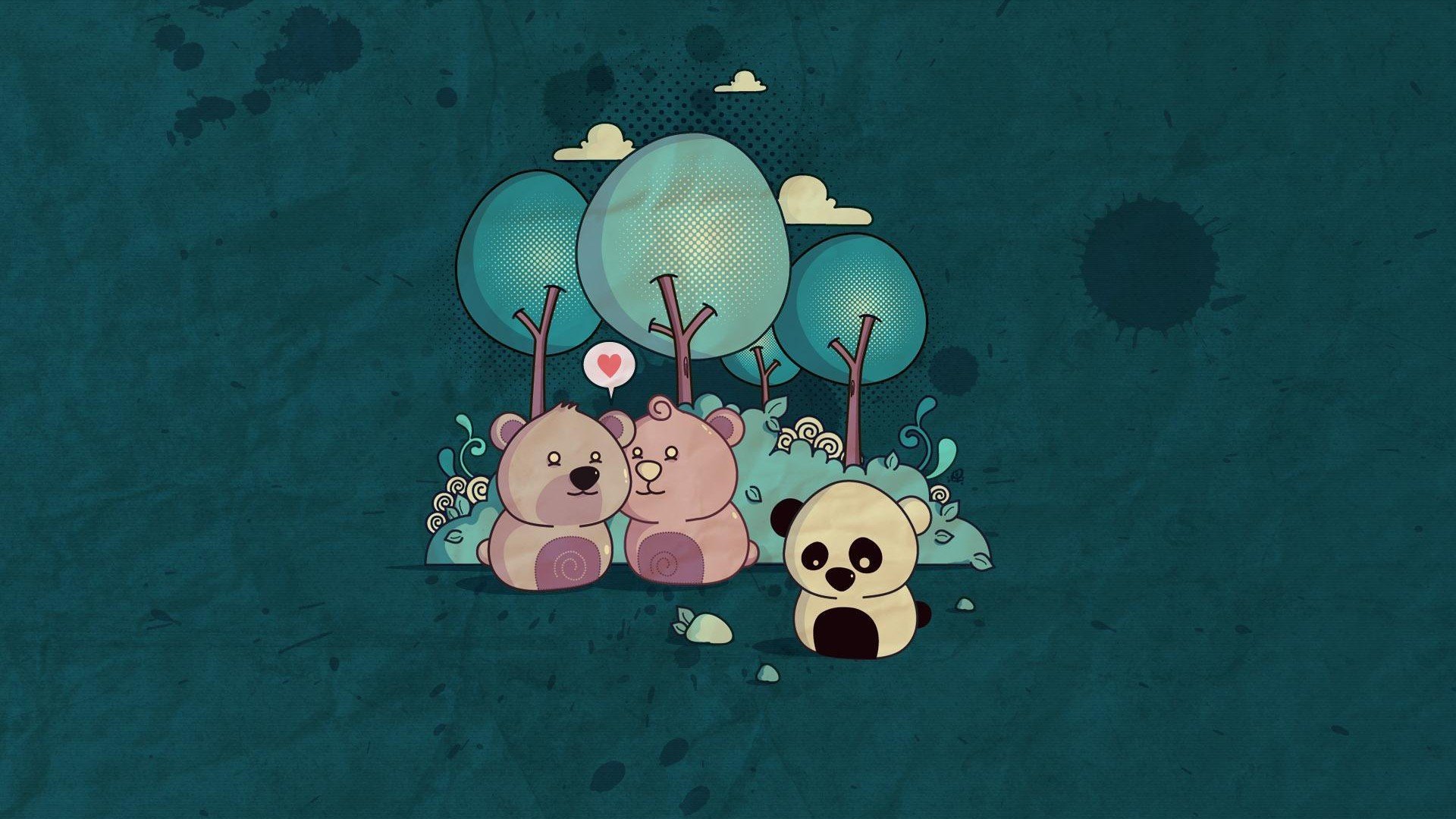 爱情美图,浪漫手绘,熊,甜蜜,幸福