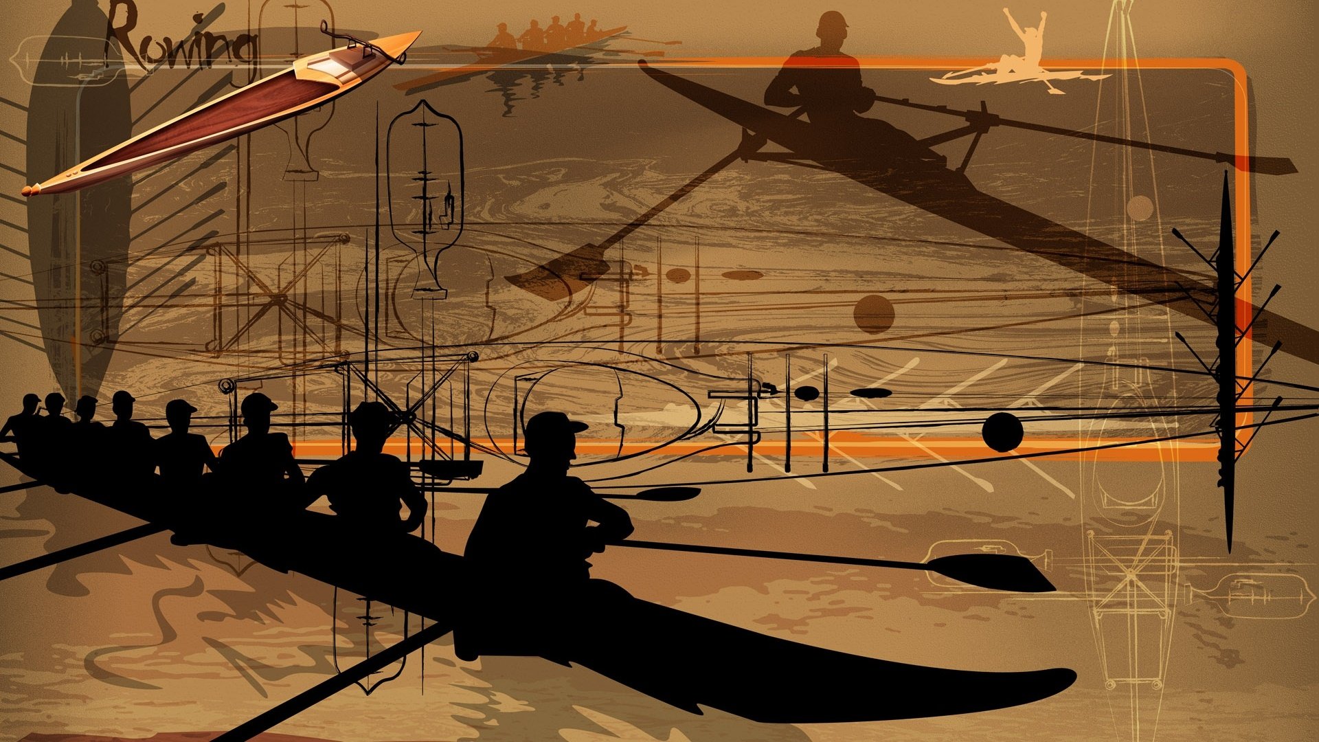 体育,奥运项目,赛艇,卡通版,手绘