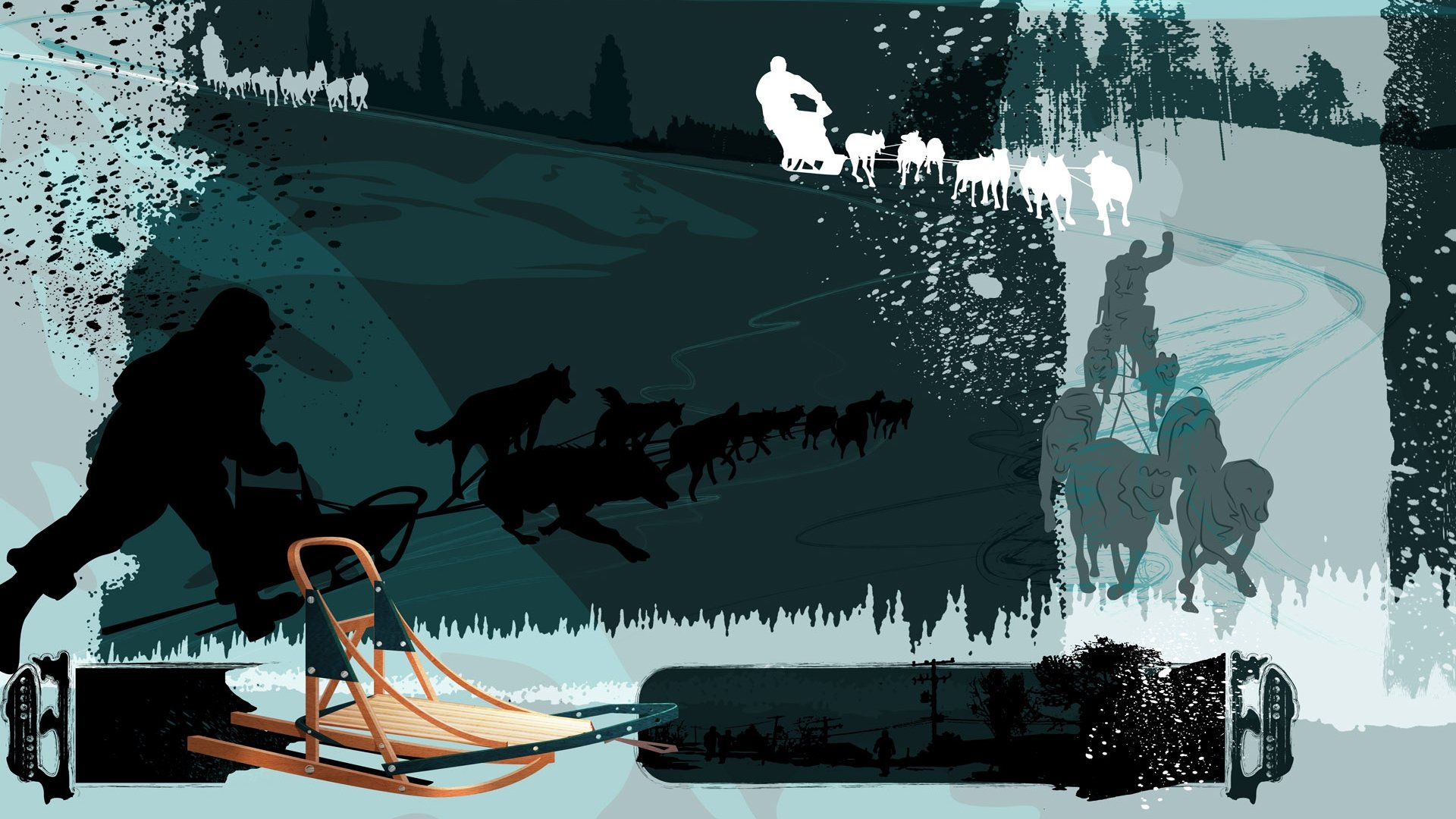 体育,运动项目,雪橇,卡通版,手绘