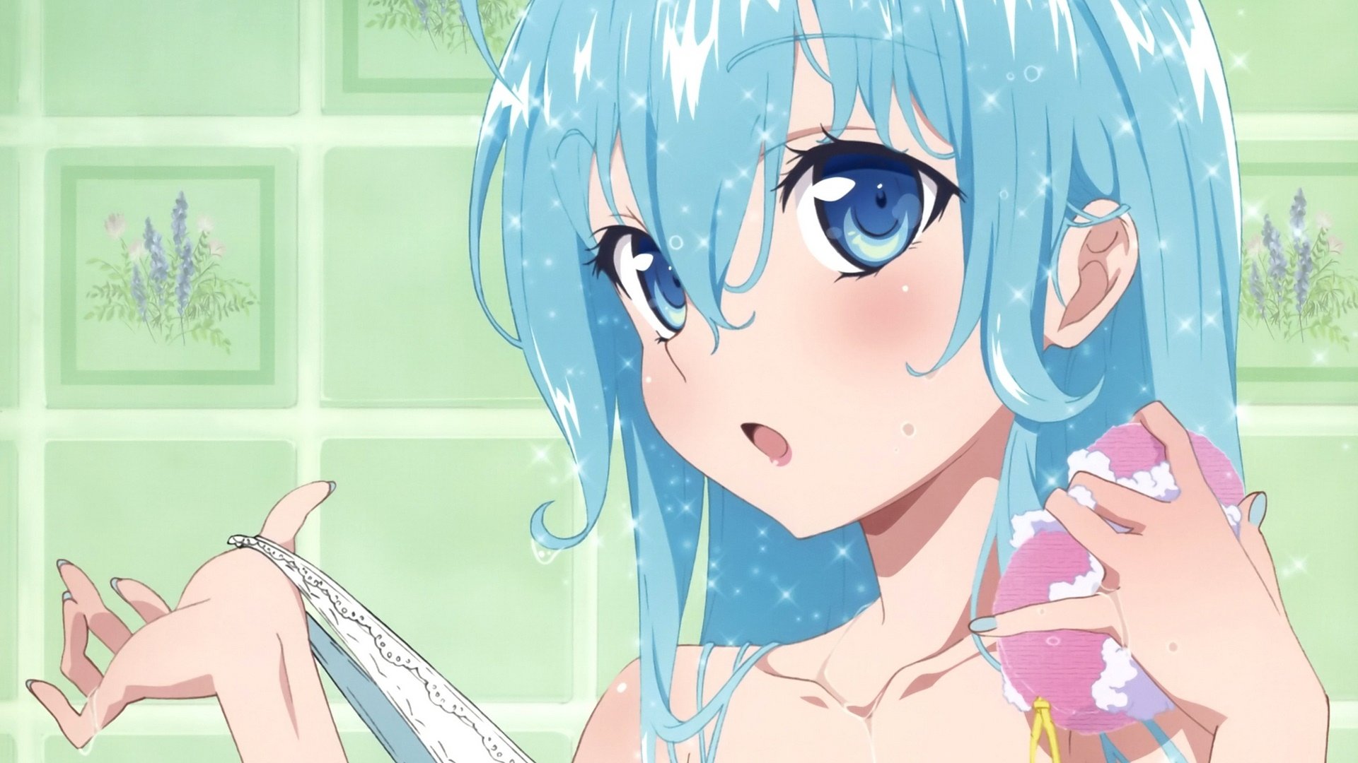 动漫,动漫少女,可爱,洗澡