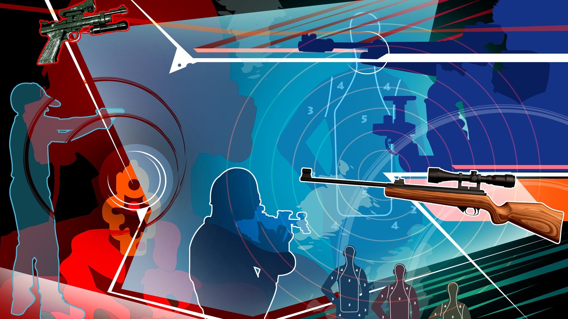 体育,奥运项目,射击,卡通版,手绘