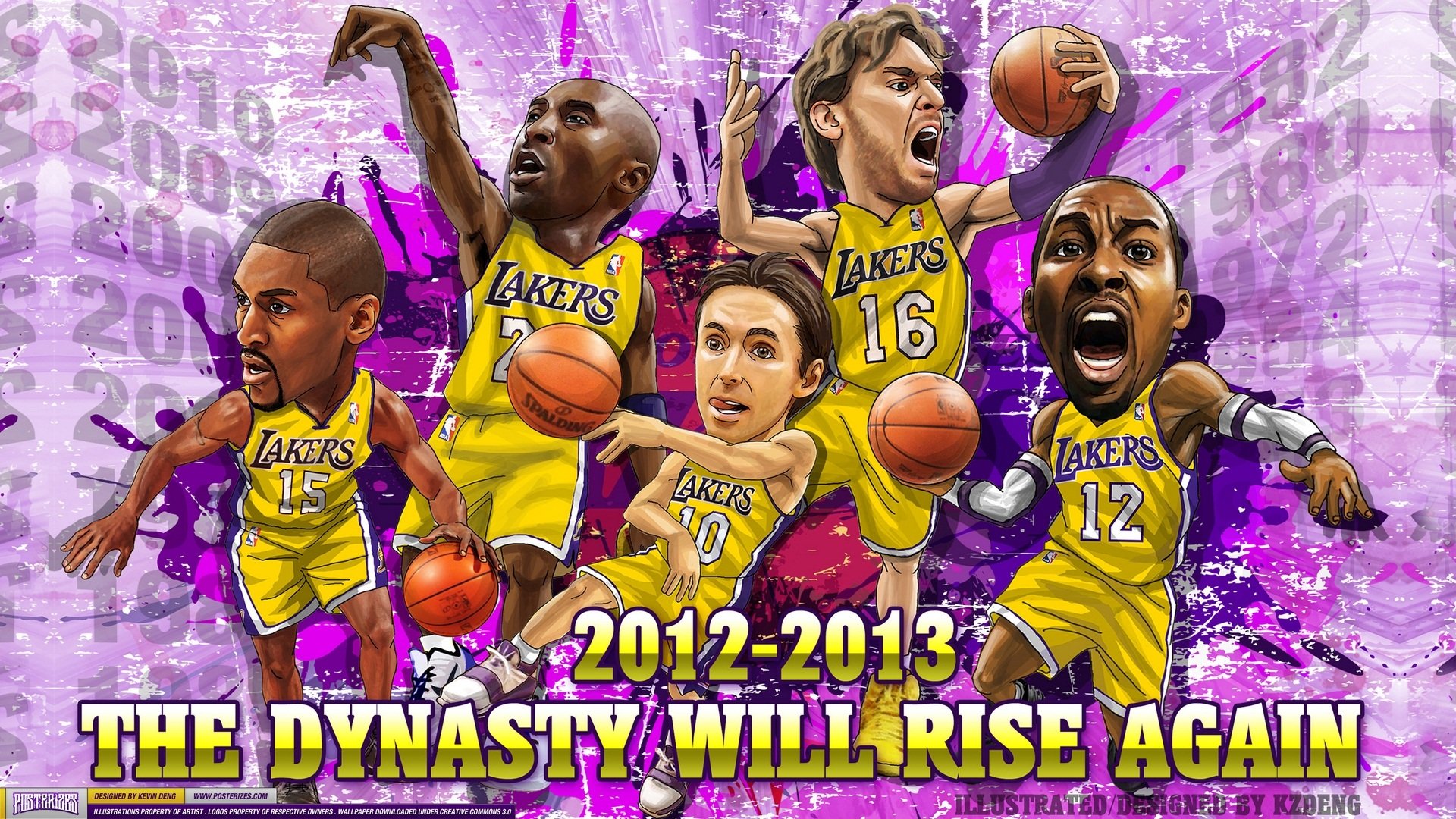 体育,NBA,湖人队,洛杉矶,紫金五虎,卡通版