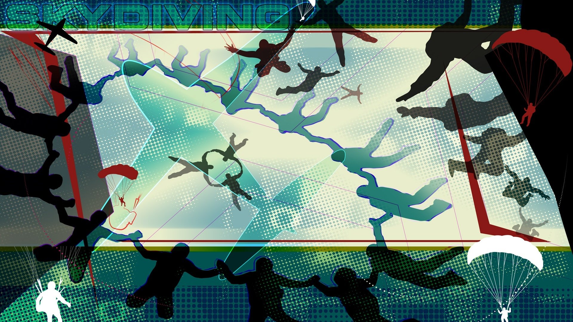 体育,运动项目,跳伞,卡通版,手绘