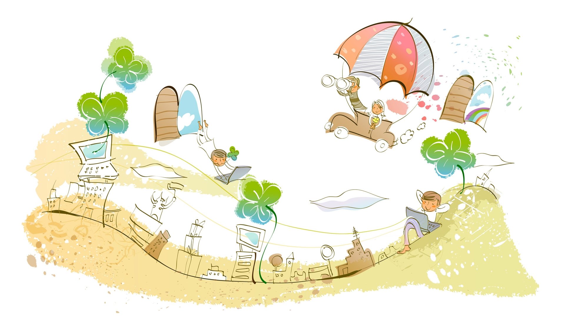 动漫,梦幻童年,插画,手绘,可爱,儿童桌面专用