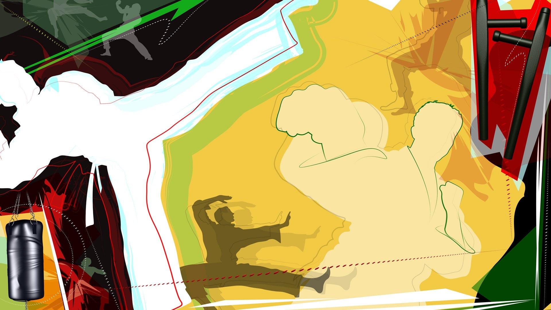 体育,自由搏击,卡通版,手绘