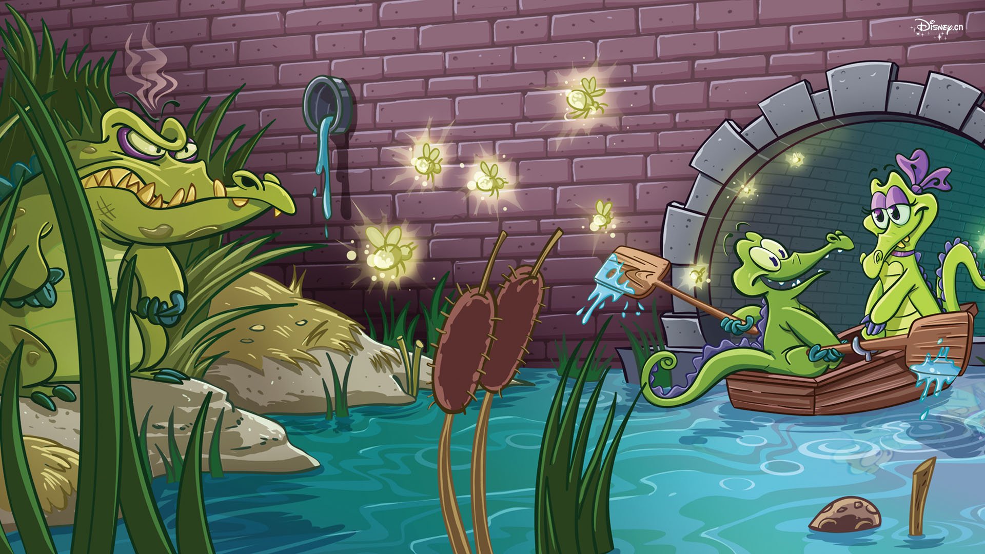 游戏,迪斯尼游戏,鳄鱼爱洗澡,插画