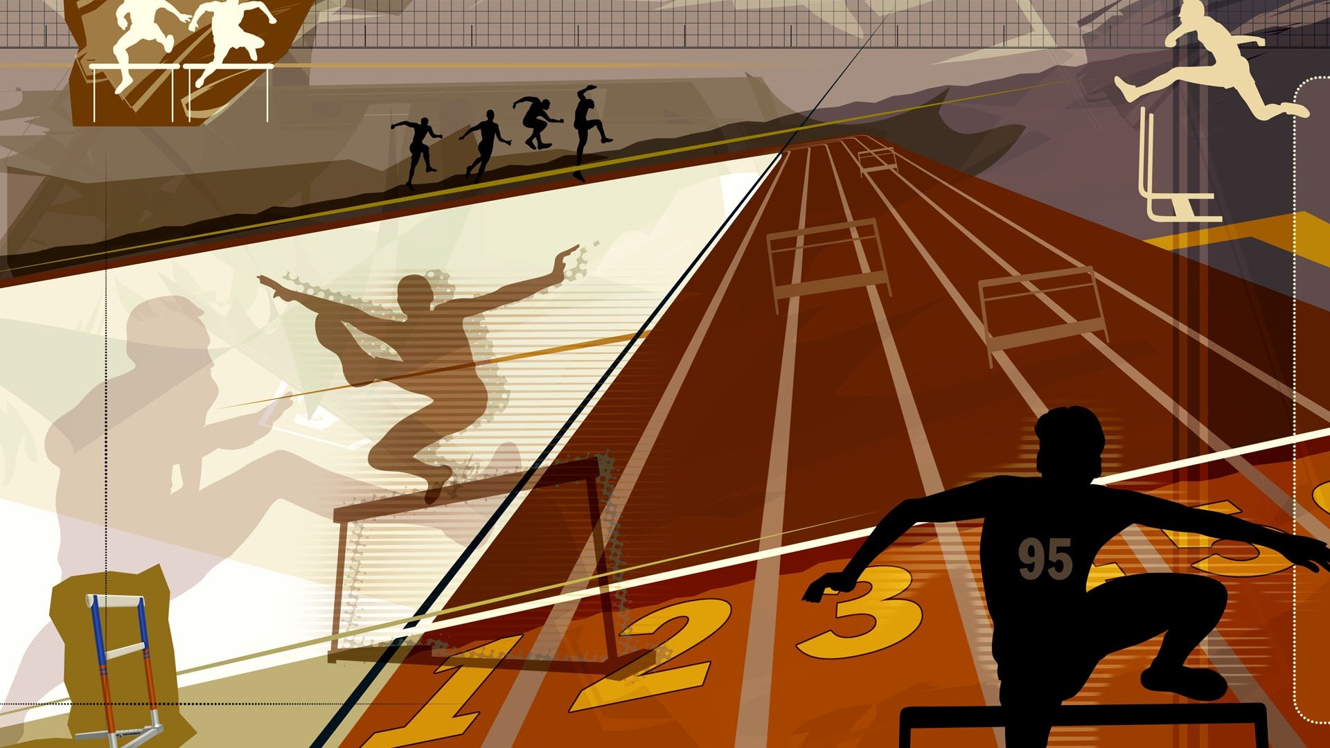 体育,奥运项目,跨栏,卡通版,手绘