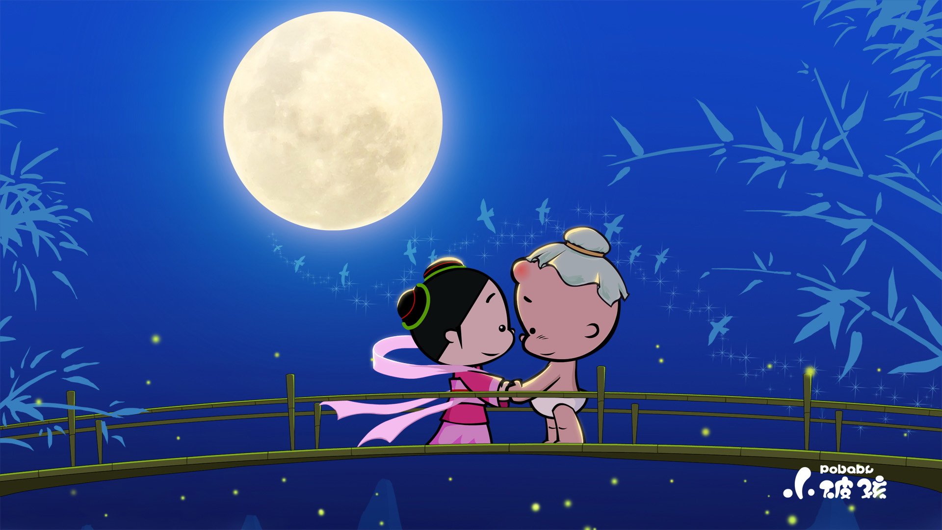 动漫,小破孩,七夕,插画,儿童桌面专用