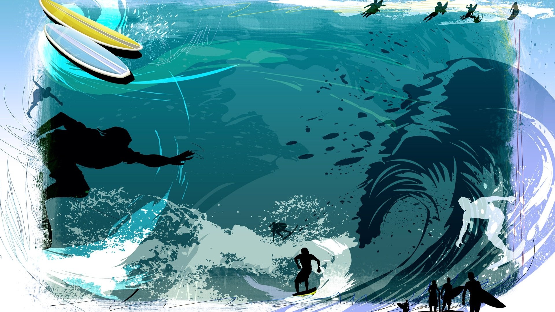 体育,冲浪,卡通版,手绘