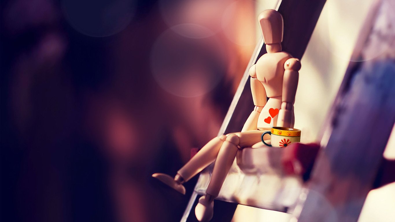 爱情美图,唯美温馨,木偶人,等待