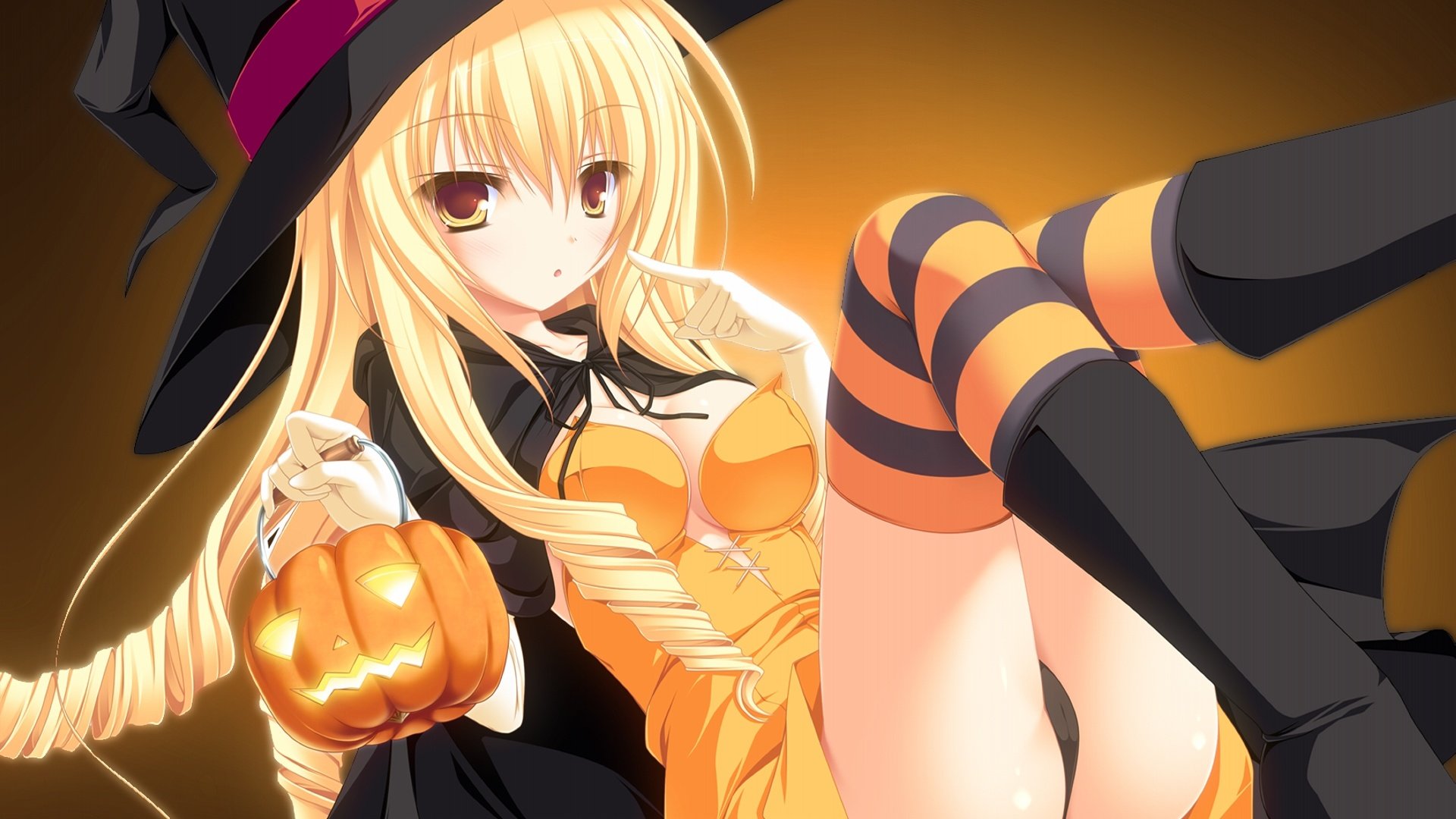 动漫,动漫少女,插画,万圣节,女巫,可爱