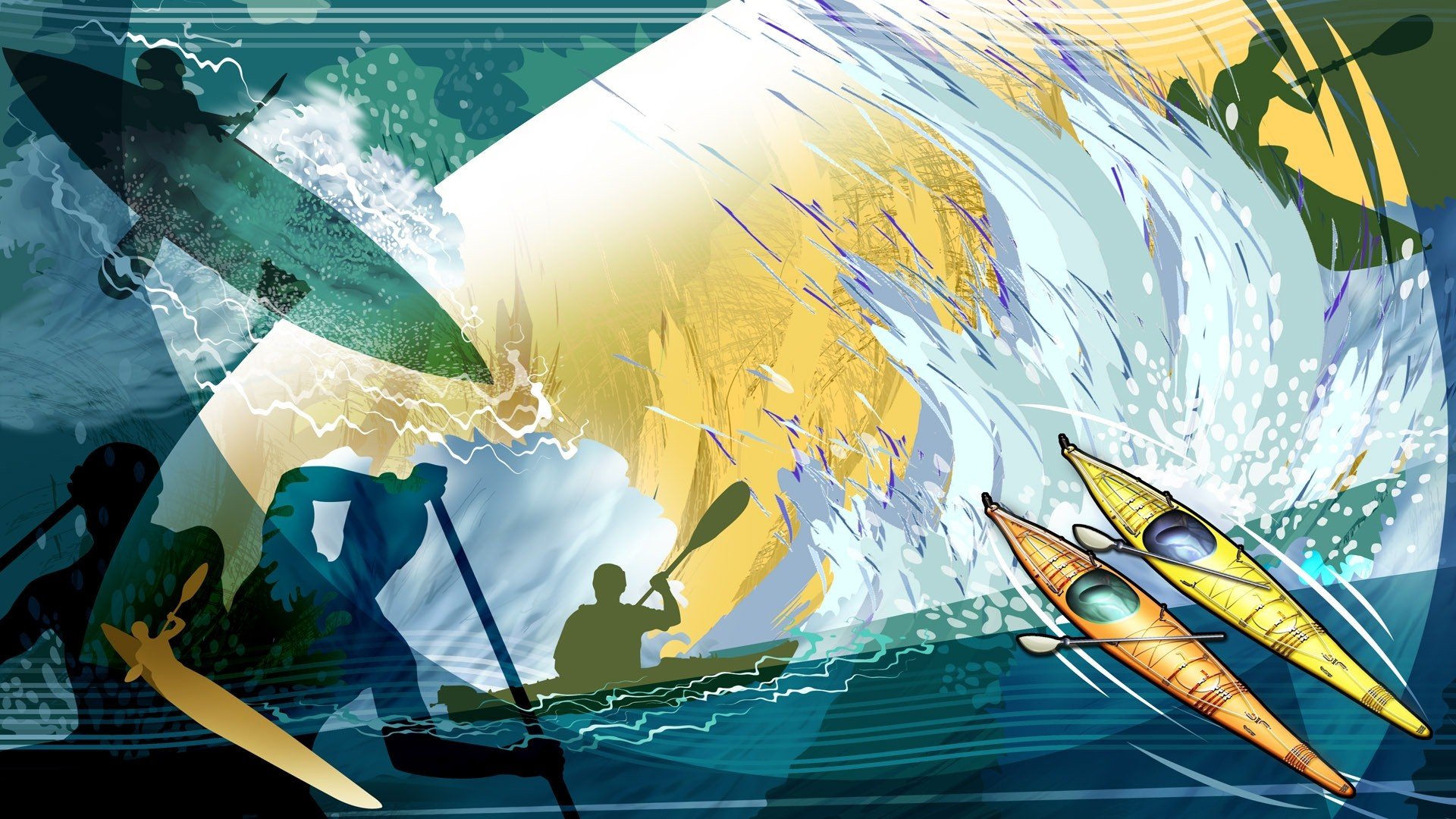 体育,奥运项目,手绘,皮划艇