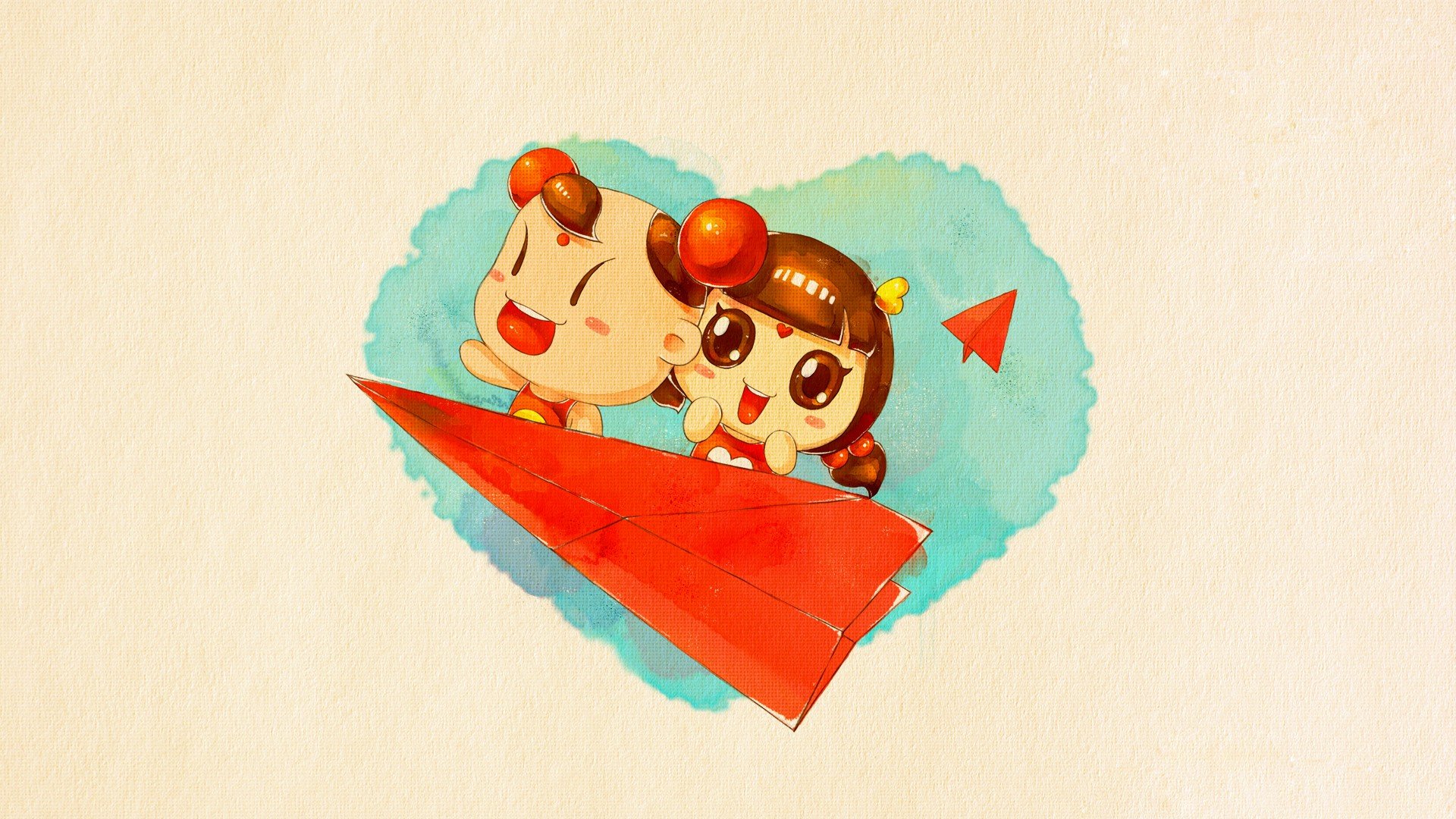 爱情美图,浪漫手绘,爱心,纸飞机