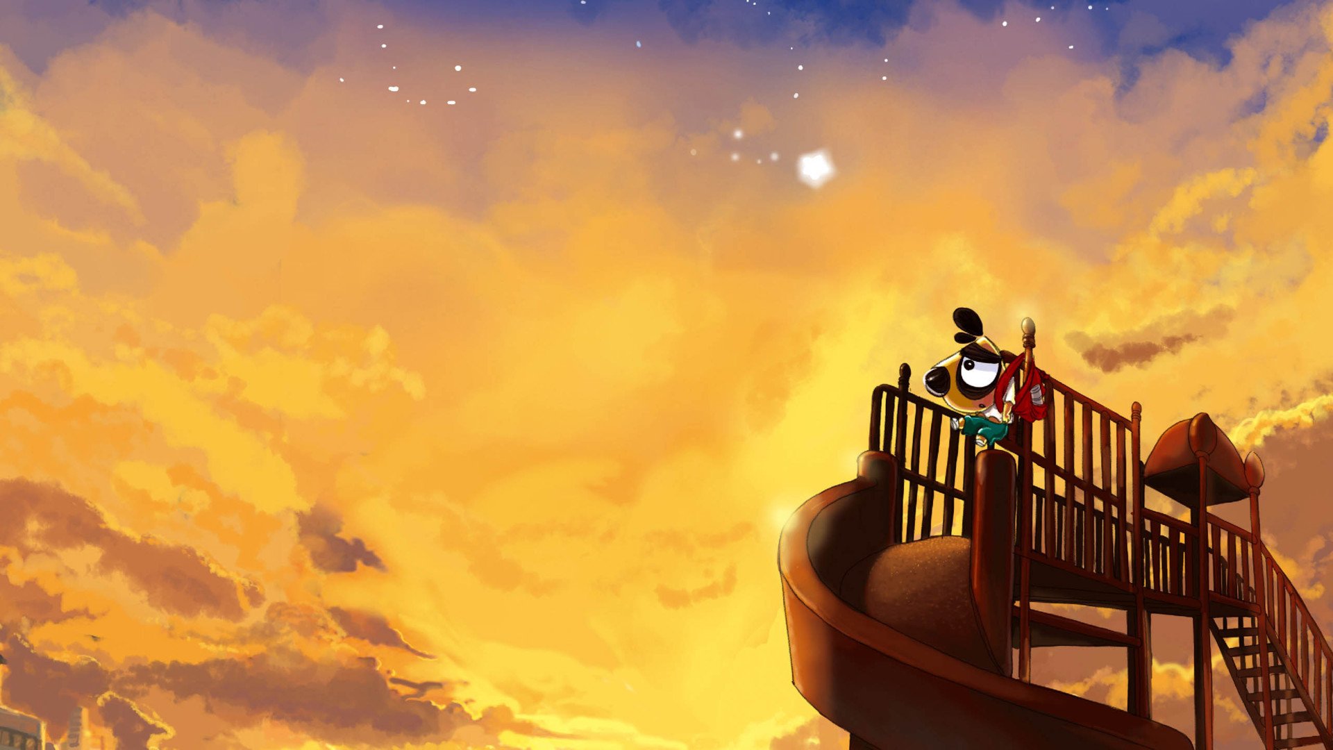 动漫,插画,手绘,黄昏,刀刀狗,儿童桌面专用