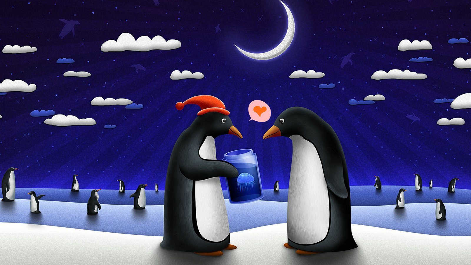 爱情美图,浪漫手绘,情人,温馨,甜蜜,企鹅