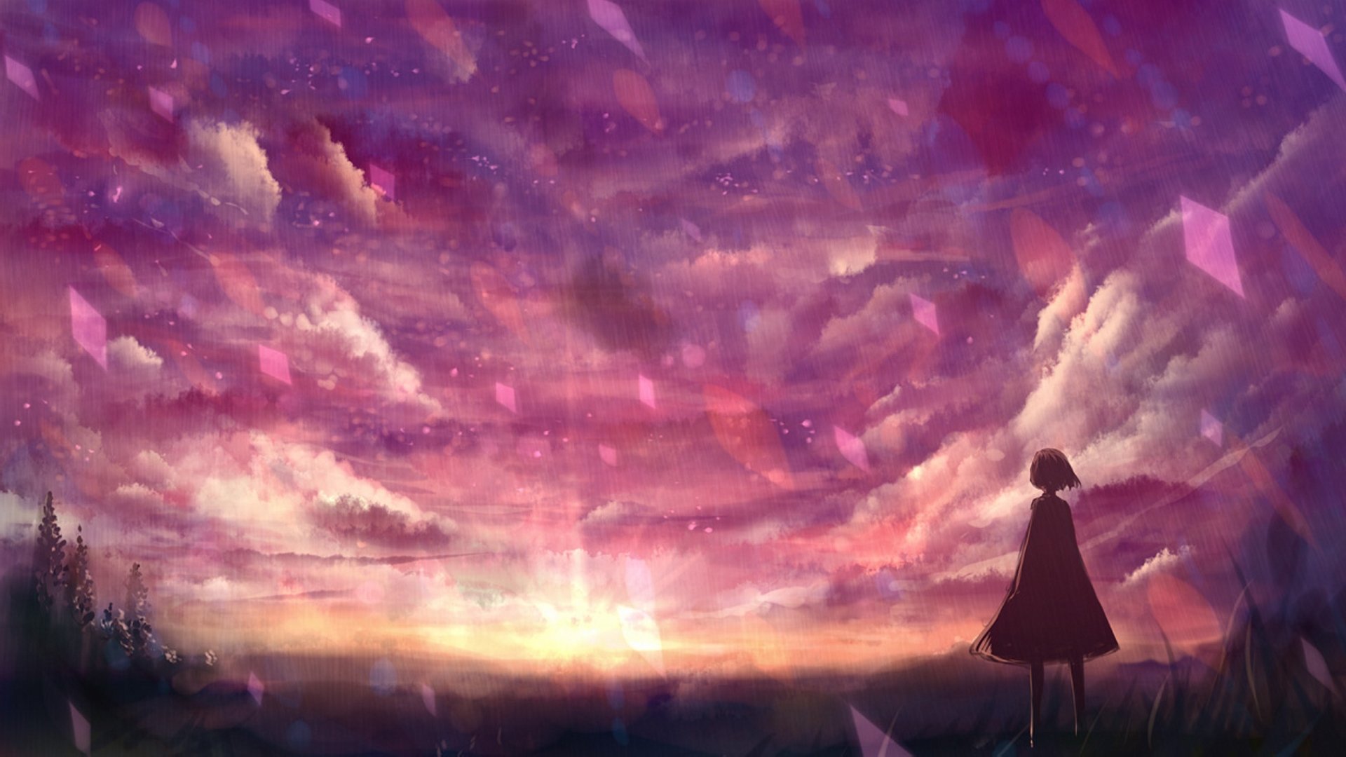 动漫,动漫场景,手绘,插画,傍晚,儿童桌面专用