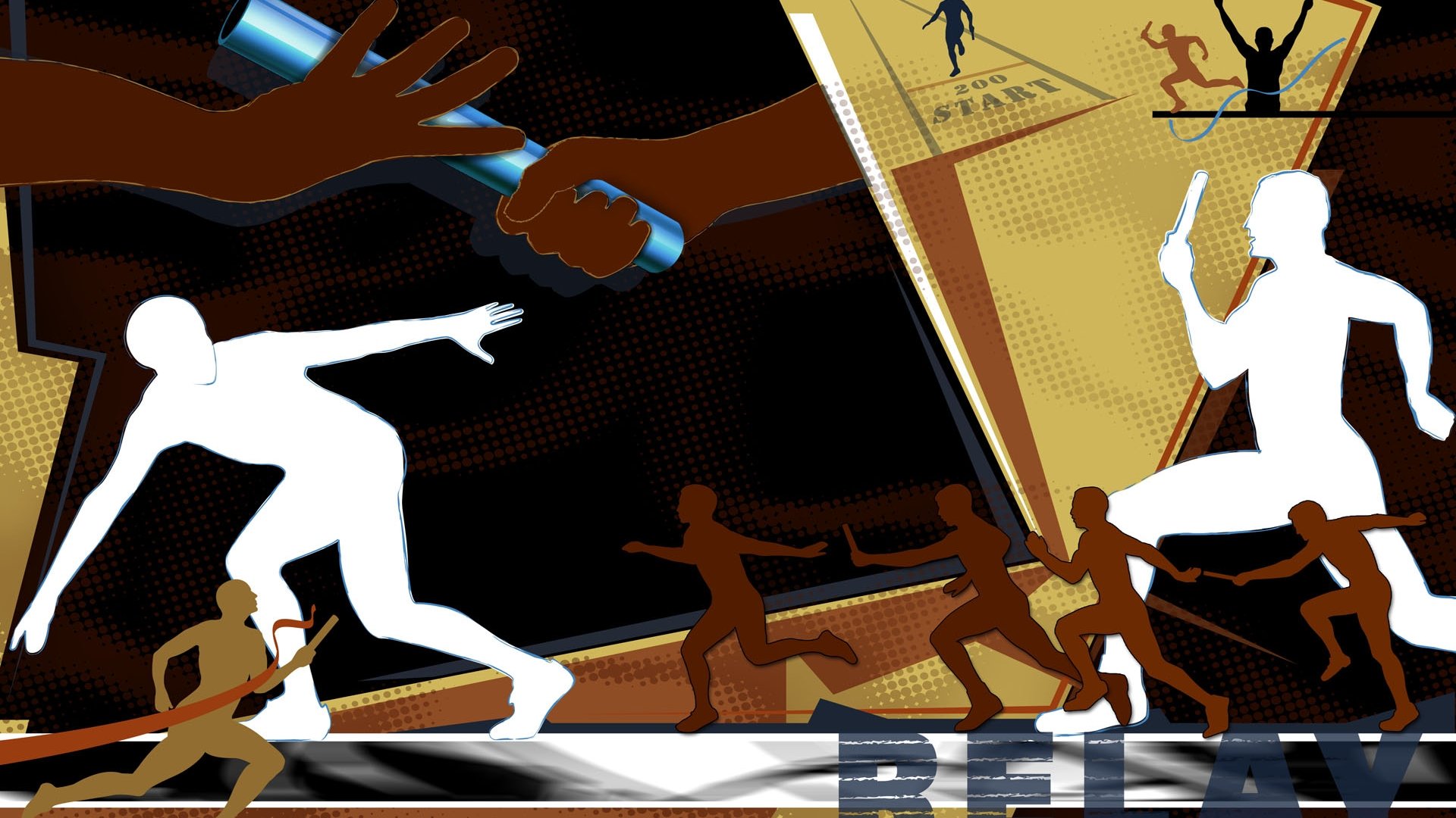 体育,奥运项目,接力赛,卡通版,手绘