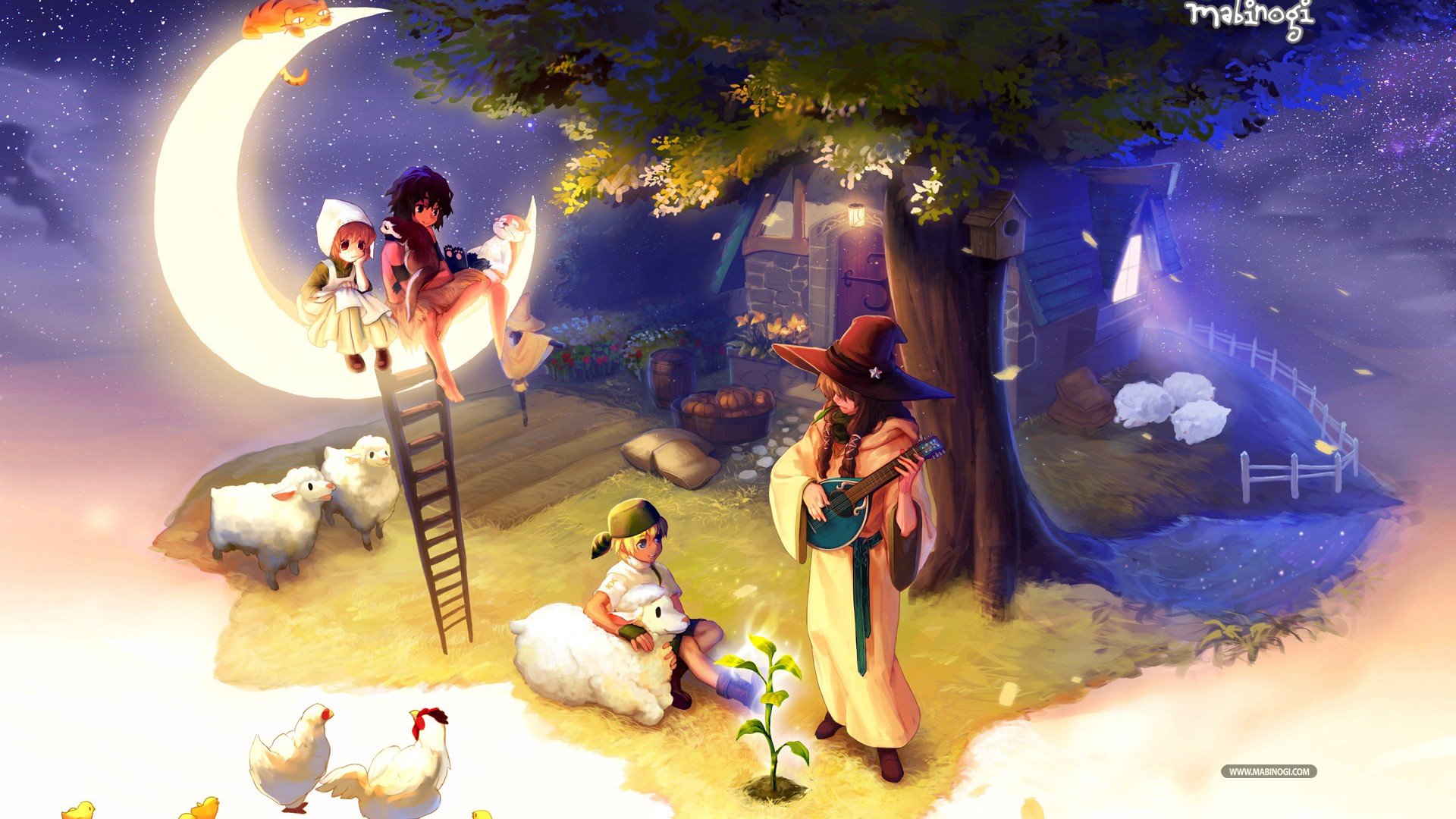 动漫,插画,手绘,洛奇,月亮之下,儿童桌面专用