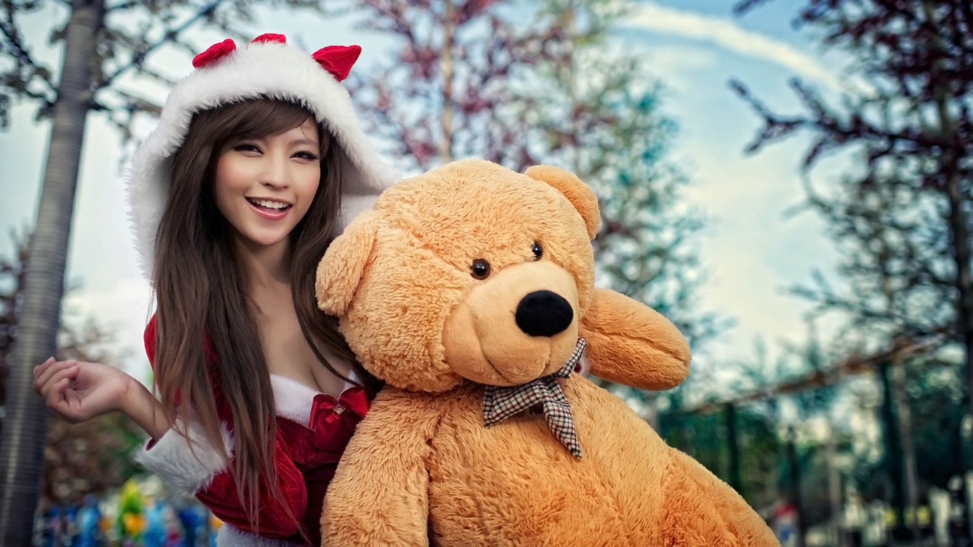 小清新,温馨一刻,玩偶,女孩,1月25日,儿童桌面专用