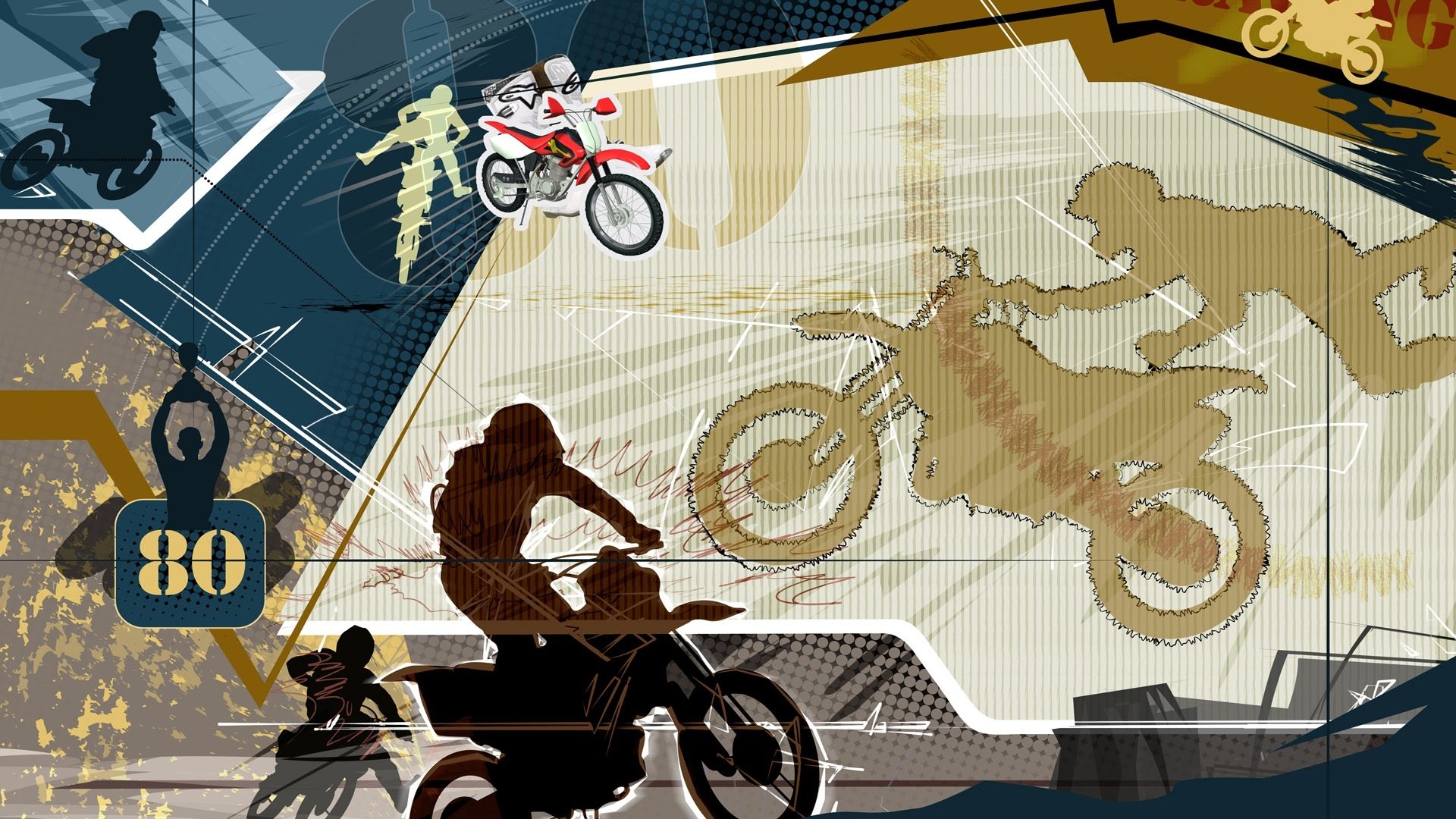 体育,摩托车运动,越野摩托车,卡通版,手绘