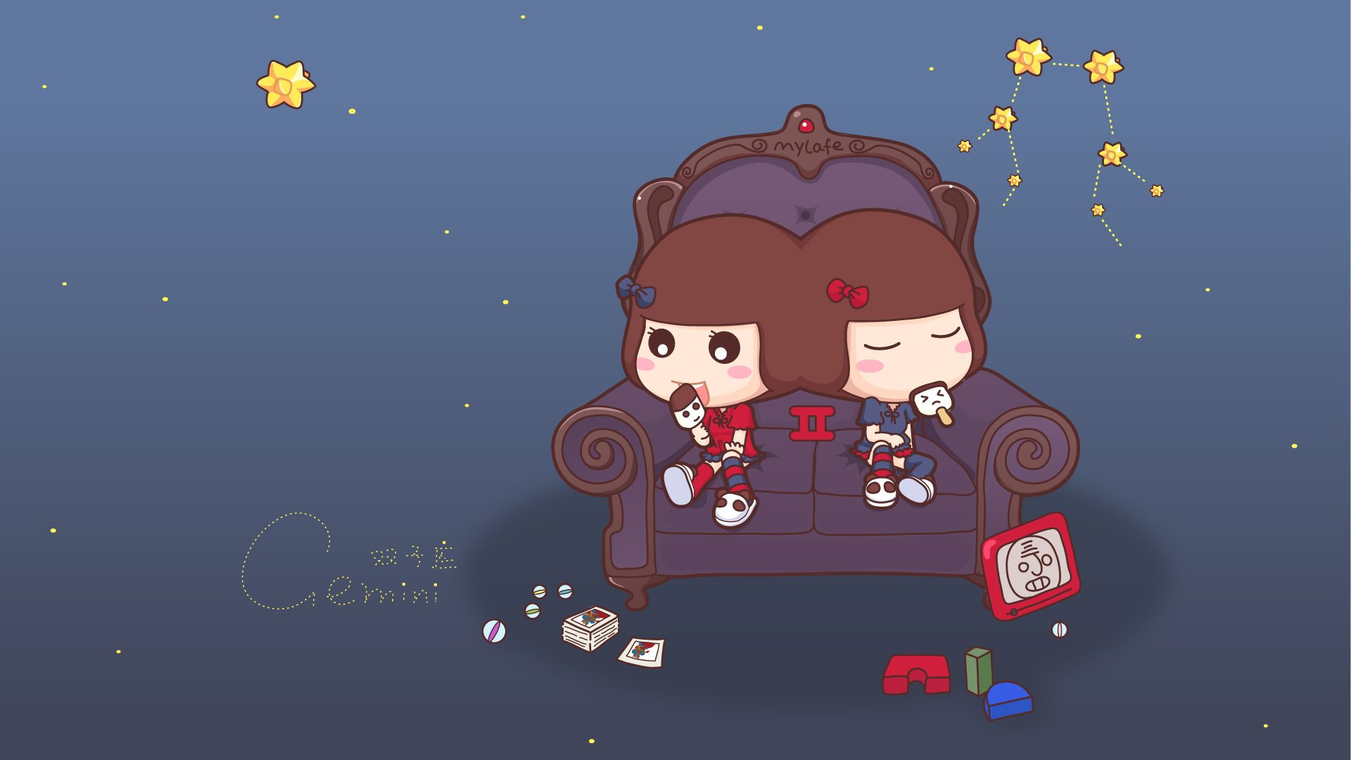 动漫,麦拉风,麦拉风星座壁纸,星座壁纸,双子座,儿童桌面专用