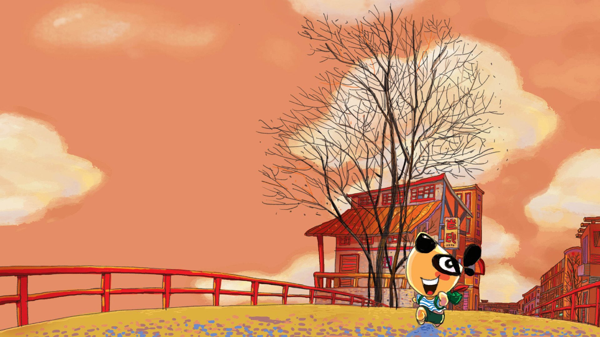 动漫,插画,手绘,黄昏,刀刀狗,儿童桌面专用