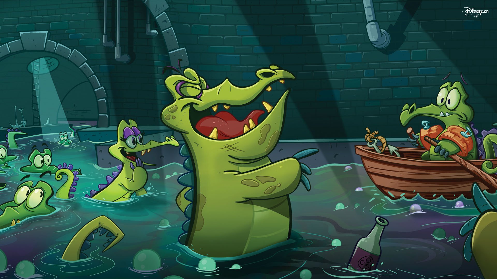 游戏,迪斯尼游戏,鳄鱼爱洗澡,插画