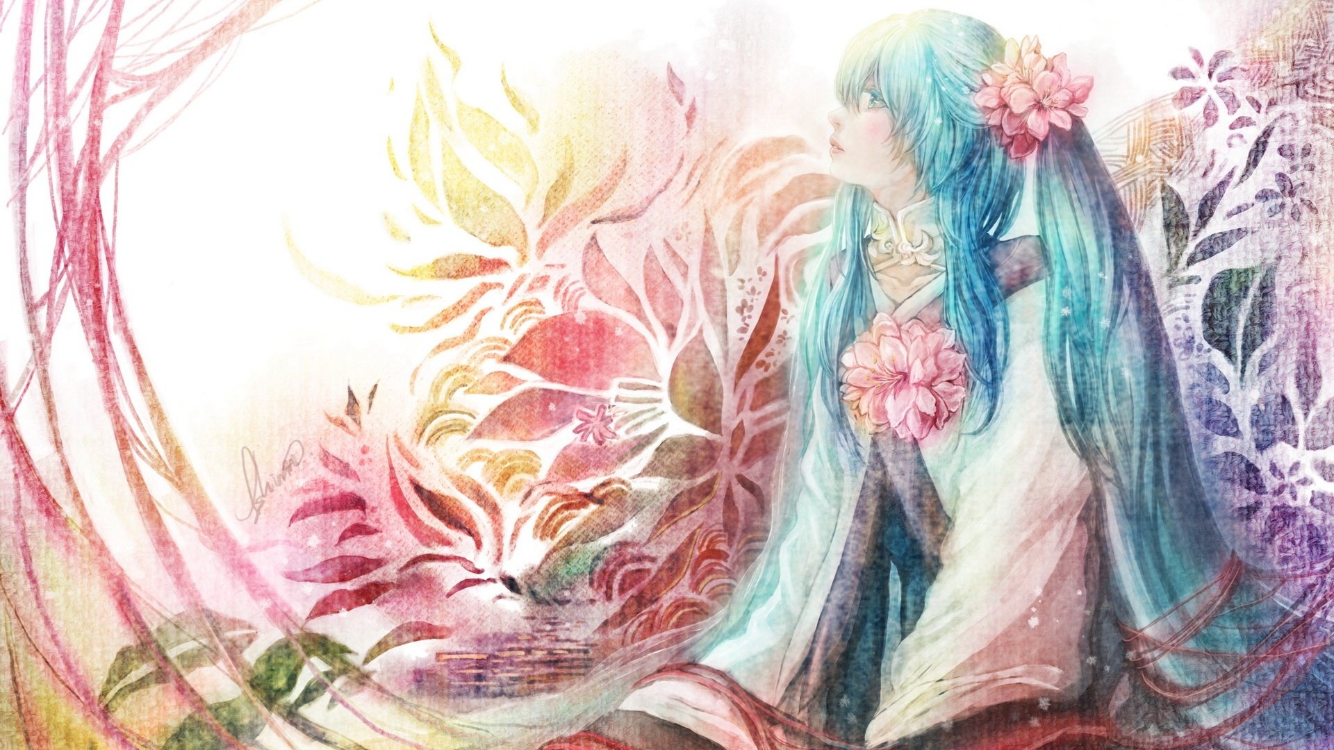 动漫,动漫少女,插画,手绘,初音,儿童桌面专用