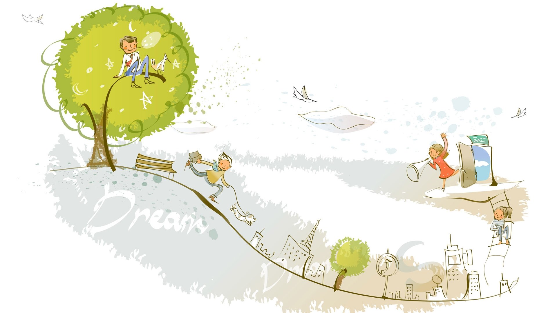 动漫,梦幻童年,童年时光,插画,儿童桌面专用