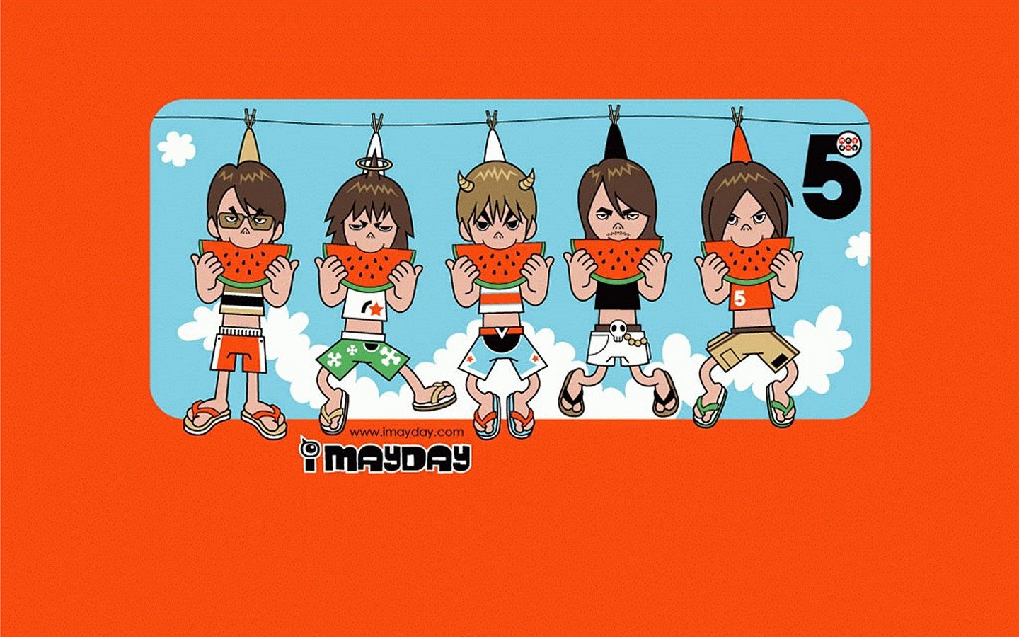 炫酷,设计,手绘,Q版五月天,1月23日,儿童桌面专用