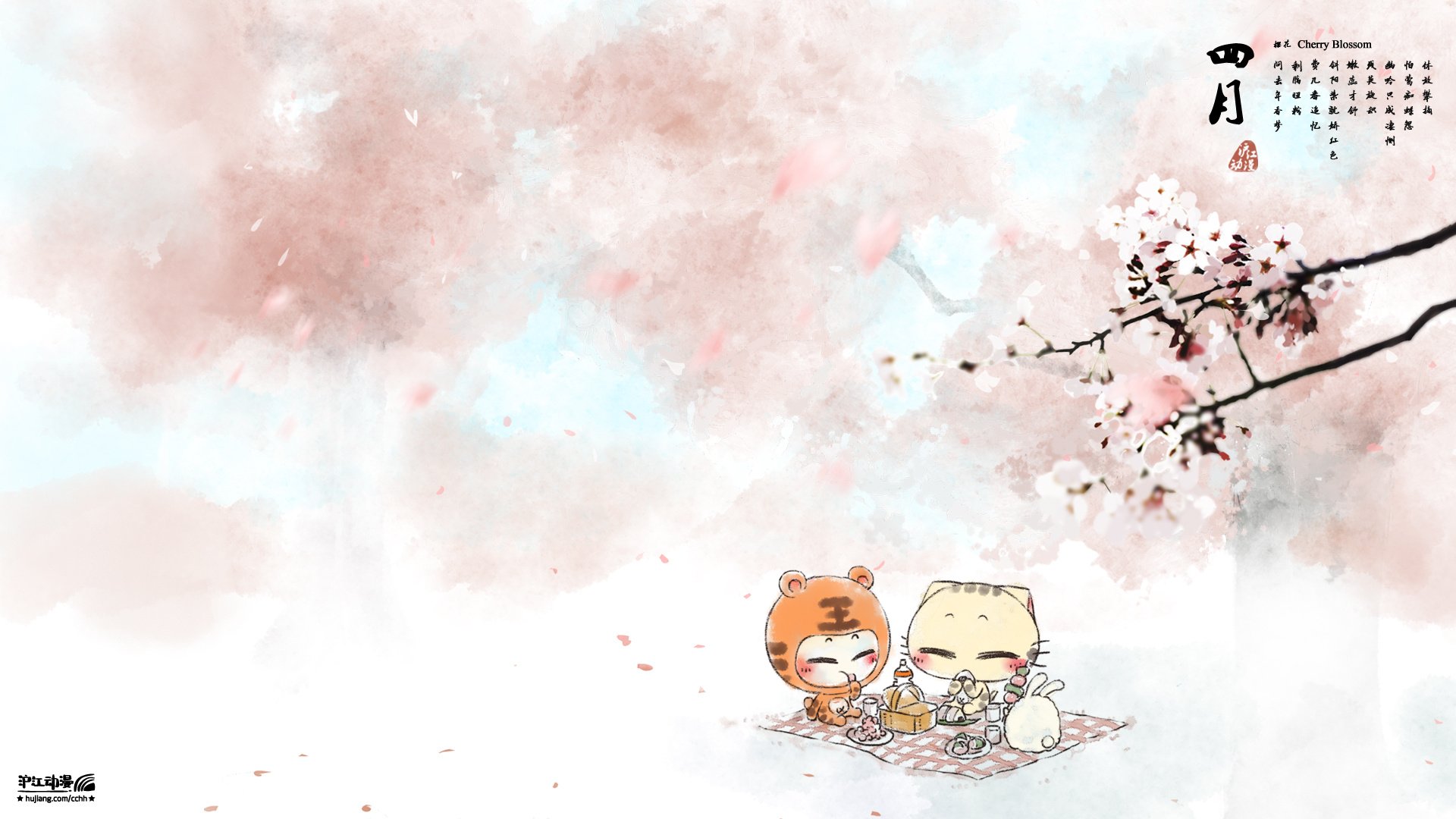 动漫,CC,原创,CC猫四月樱花,CC猫4月樱花,儿童桌面专用