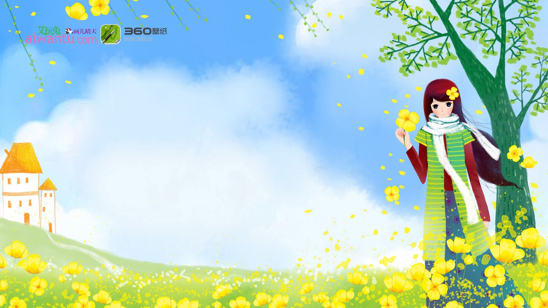 动漫,卡通,插画,手绘,画儿晴天,春天来了,儿童桌面专用