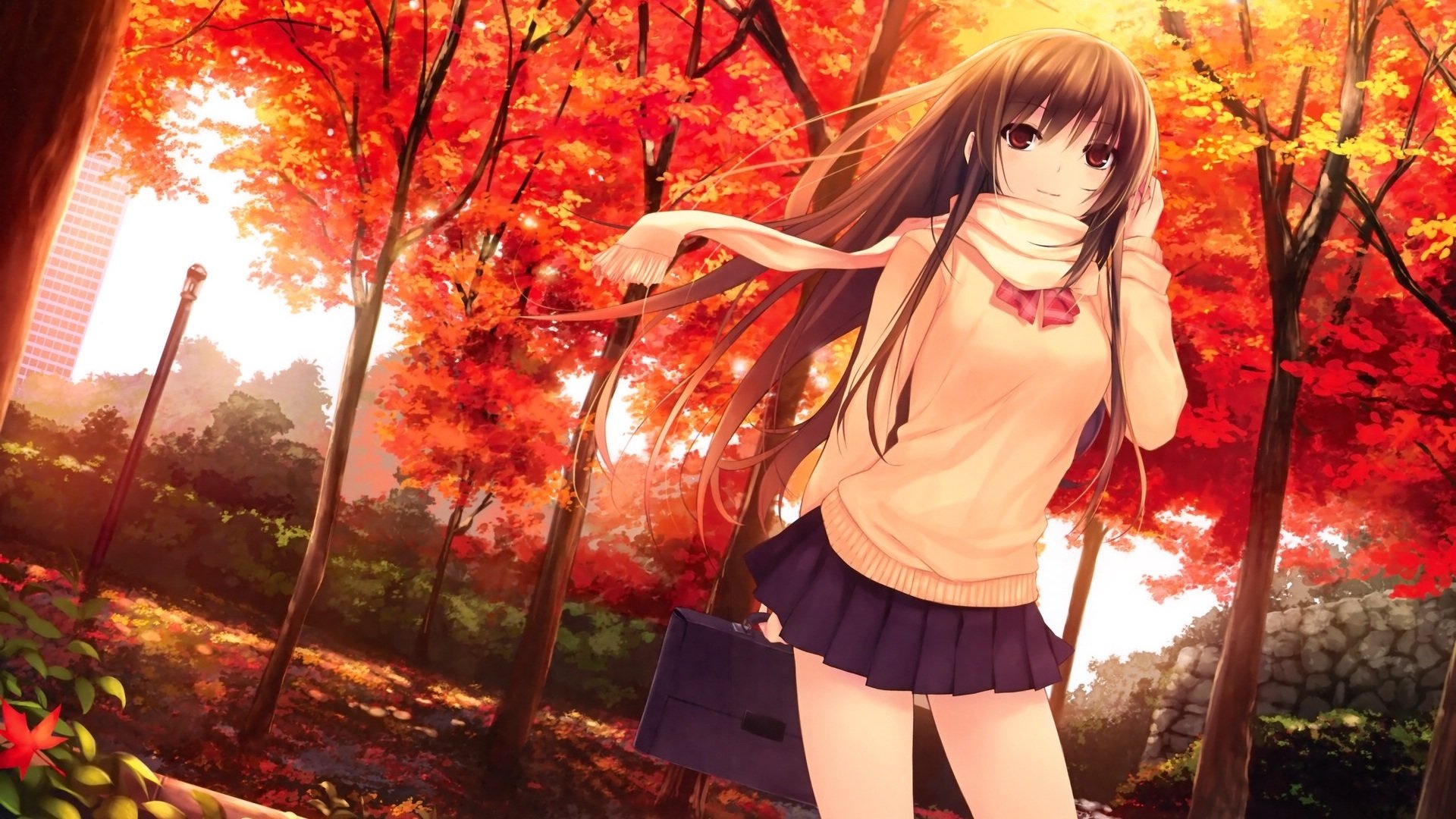 动漫,动漫少女,可爱,学生妹,咖啡贵族美少女,秋天,儿童桌面专用