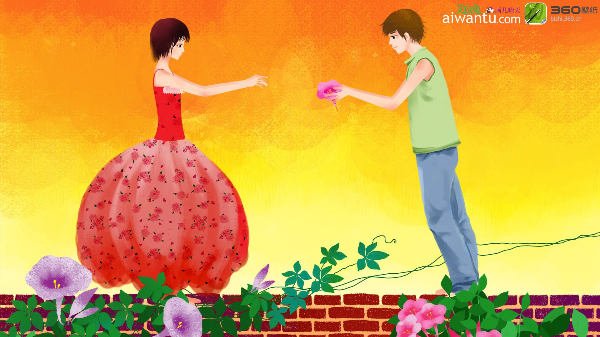 动漫,卡通,插画,手绘,可爱,画儿晴天,惜别,儿童桌面专用