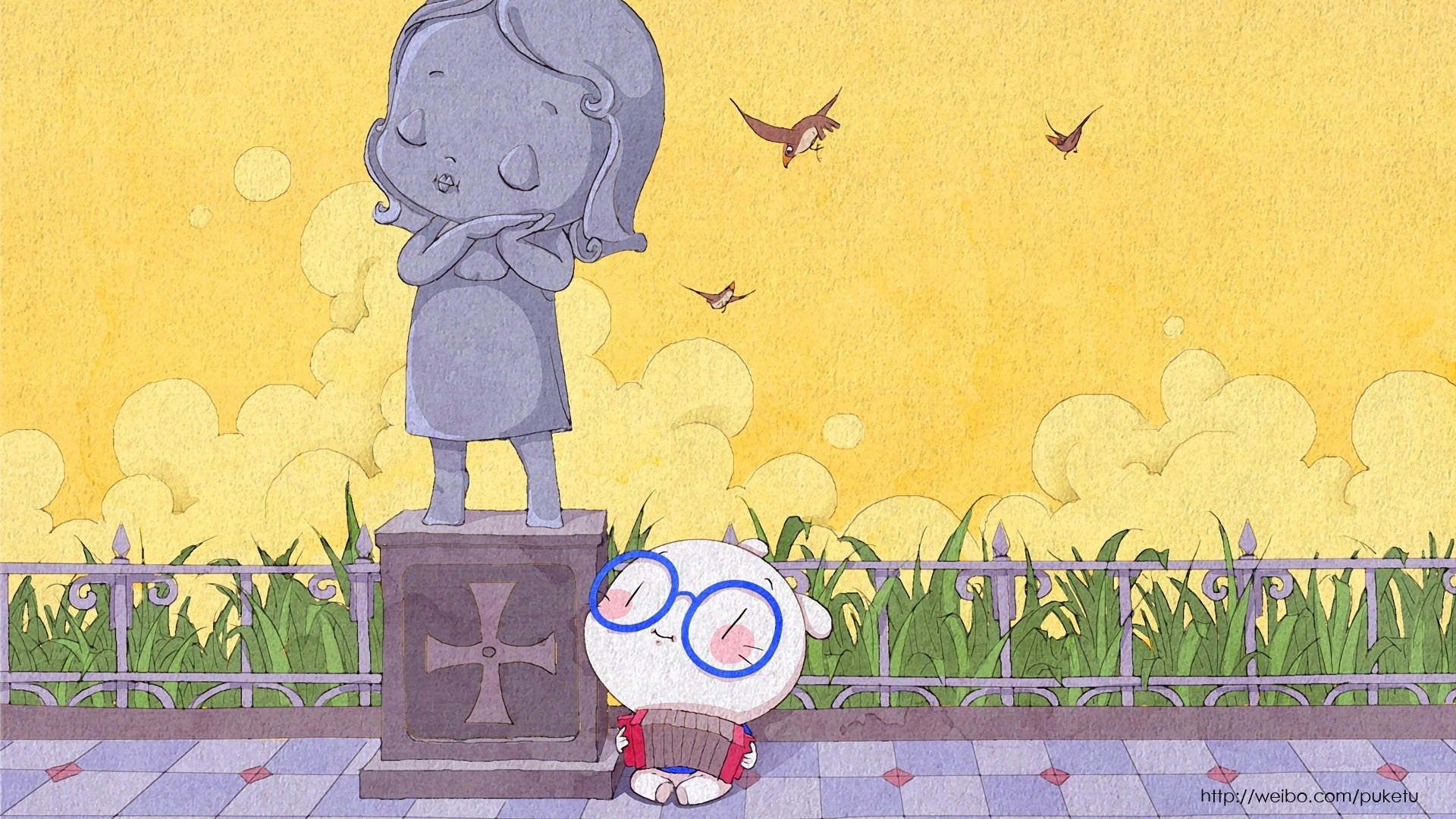 动漫,插画,手绘,原创,扑克兔,儿童桌面专用