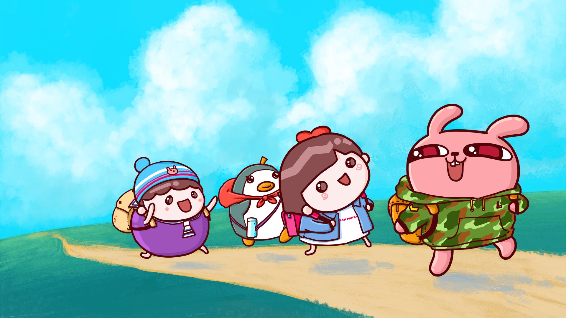 动漫,卡通,插画,手绘,冷兔,海岛,儿童桌面专用