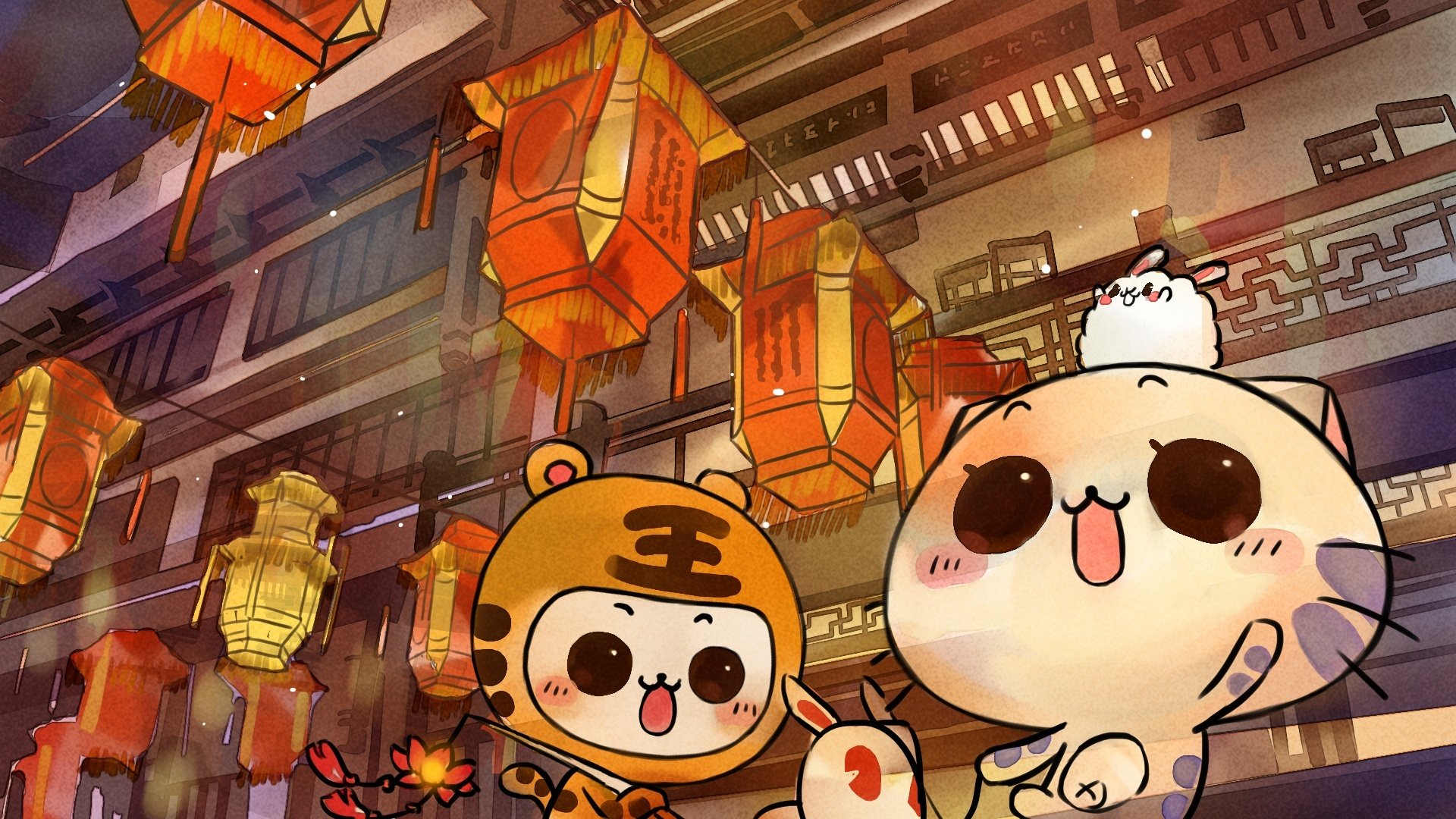 动漫,卡通,CC猫,元宵节,新年,儿童桌面专用