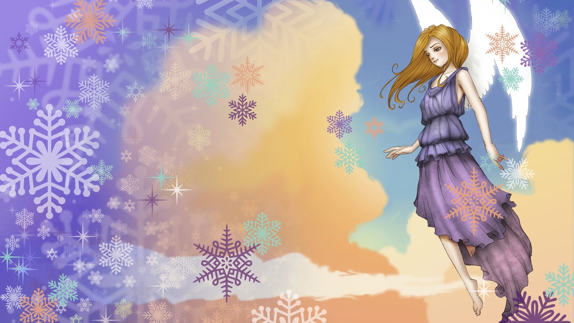 动漫,卡通,插画,手绘,可爱,雪天使,儿童桌面专用