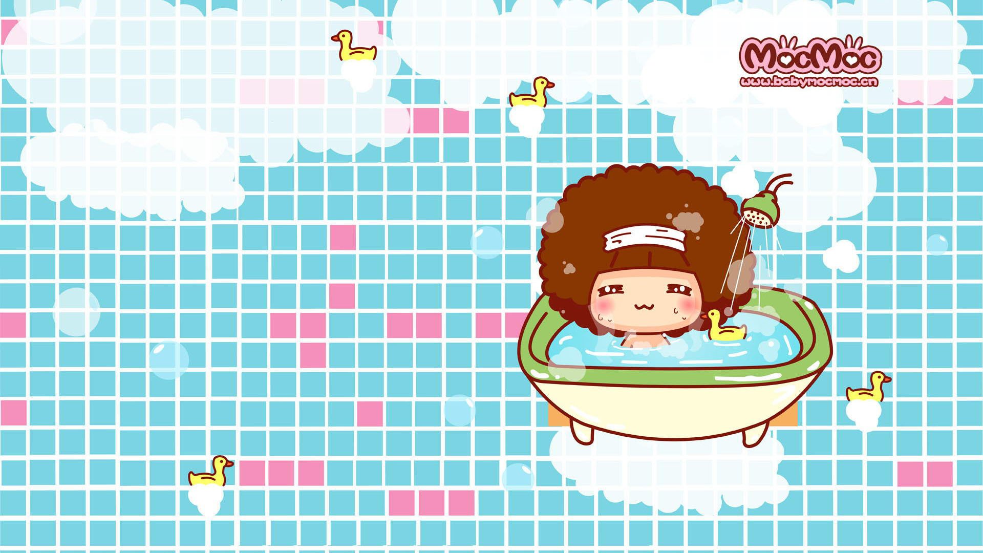 动漫,插画,手绘,摩丝摩丝,洗澡,360壁纸,儿童桌面专用