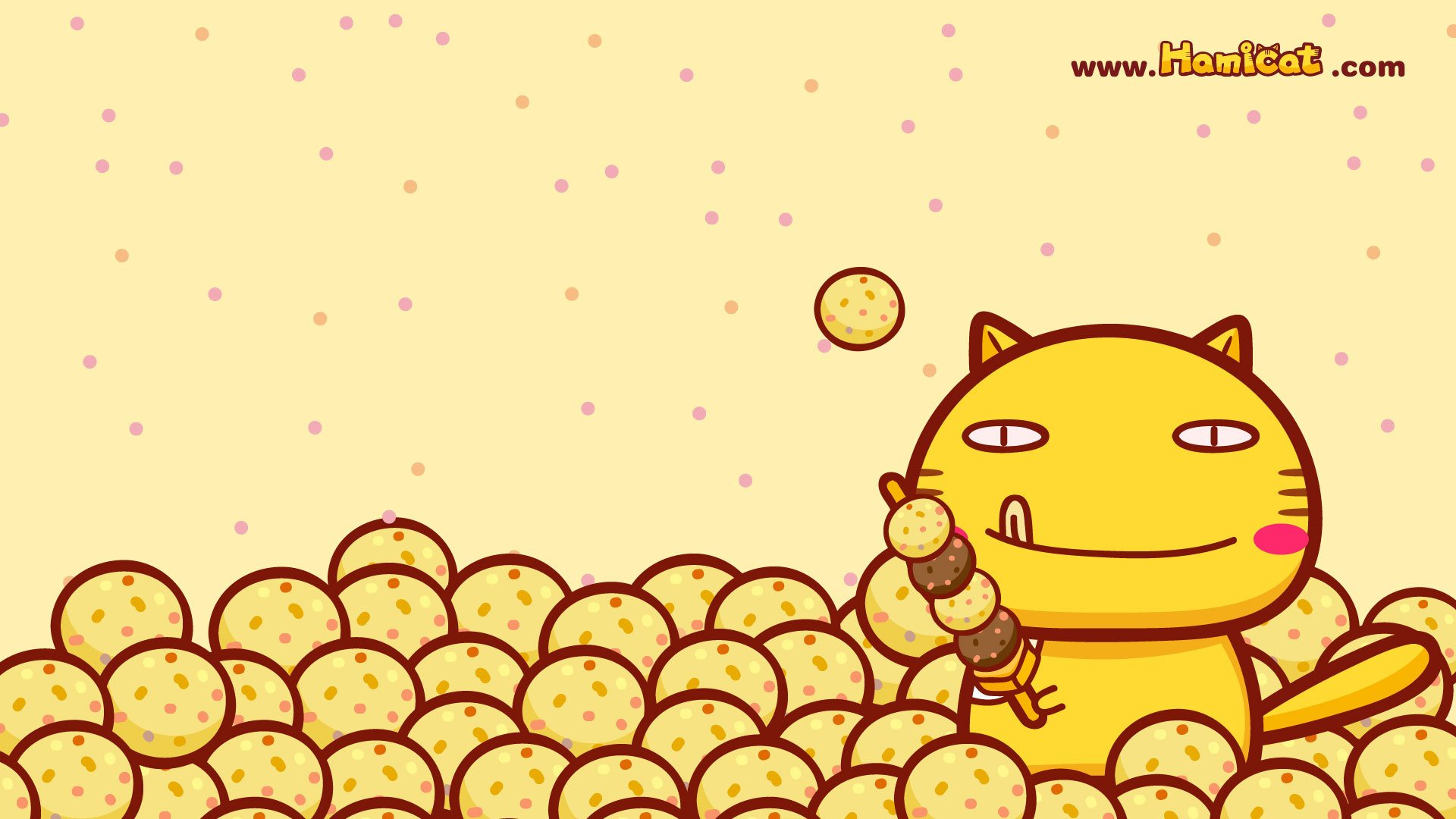 动漫,插画,手绘,Hamicat,哈咪猫,吃鱼蛋,儿童桌面专用