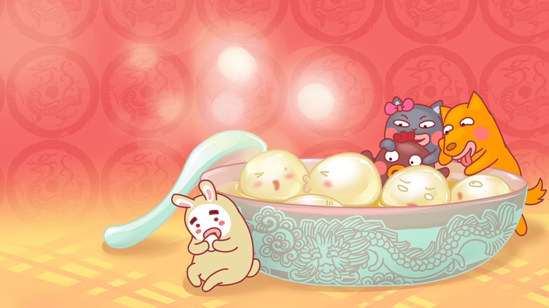 动漫,卡通,插画,元宵节,小幺鸡,儿童桌面专用