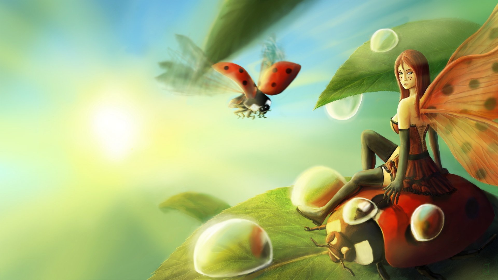 动漫,动漫少女,插画,可爱,蝴蝶妹妹,儿童桌面专用