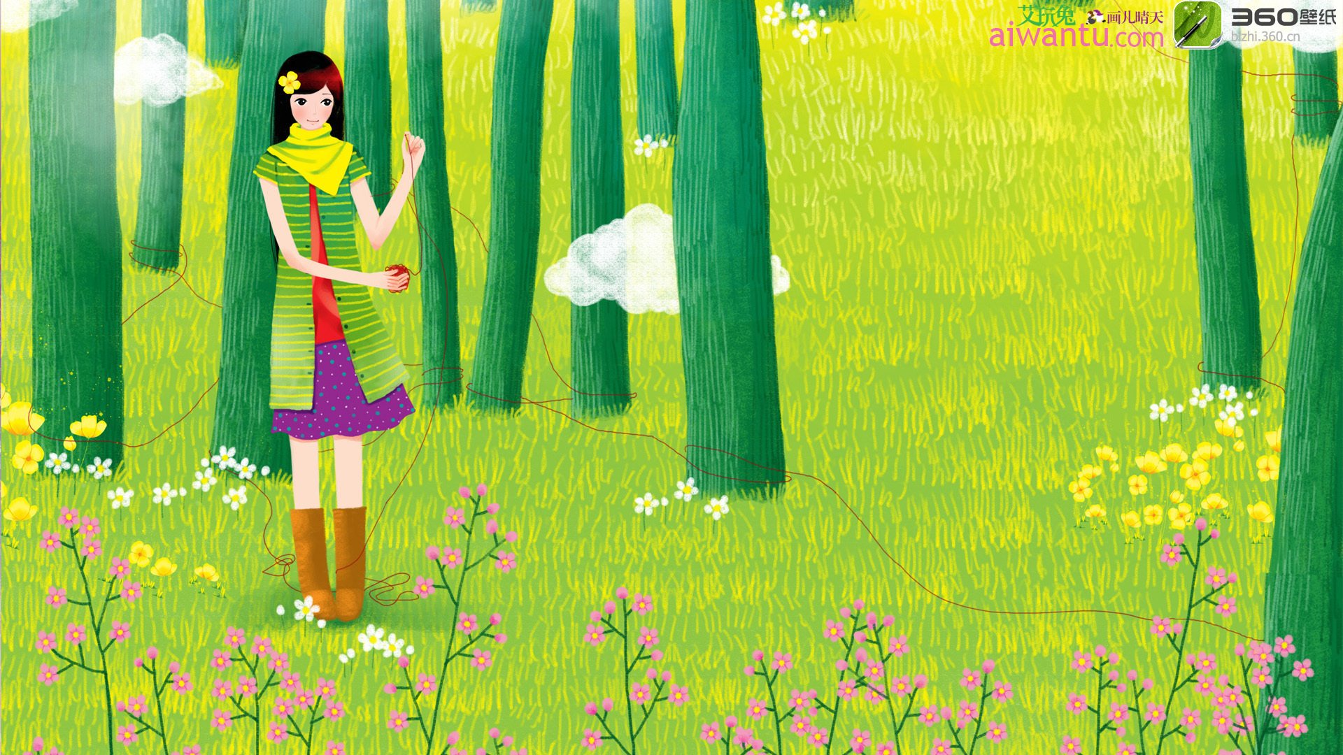 动漫,卡通,插画,手绘,可爱,画儿晴天,云森林,儿童桌面专用