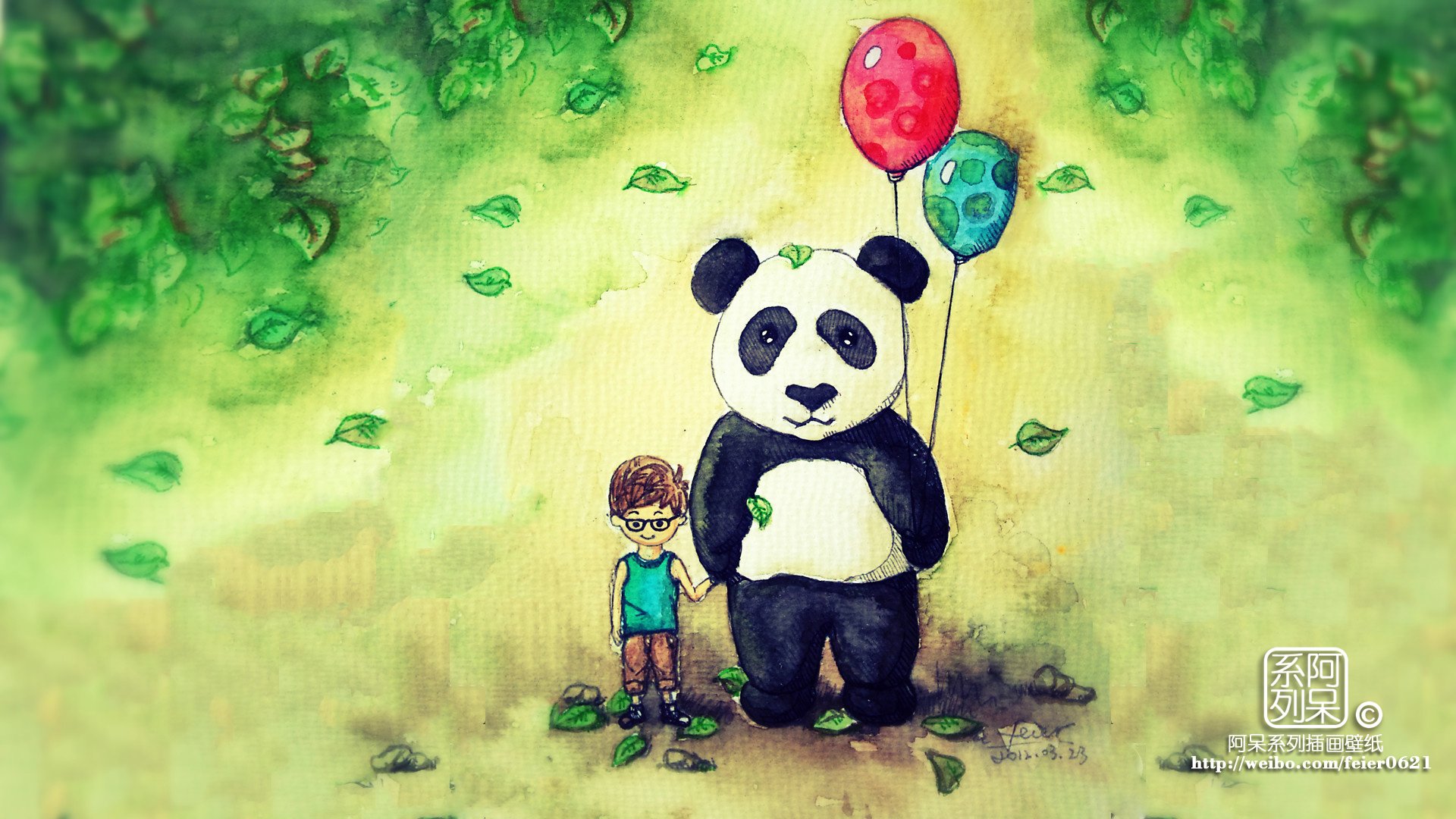 炫酷,手绘,阿呆系类插画,2月25日,儿童桌面专用