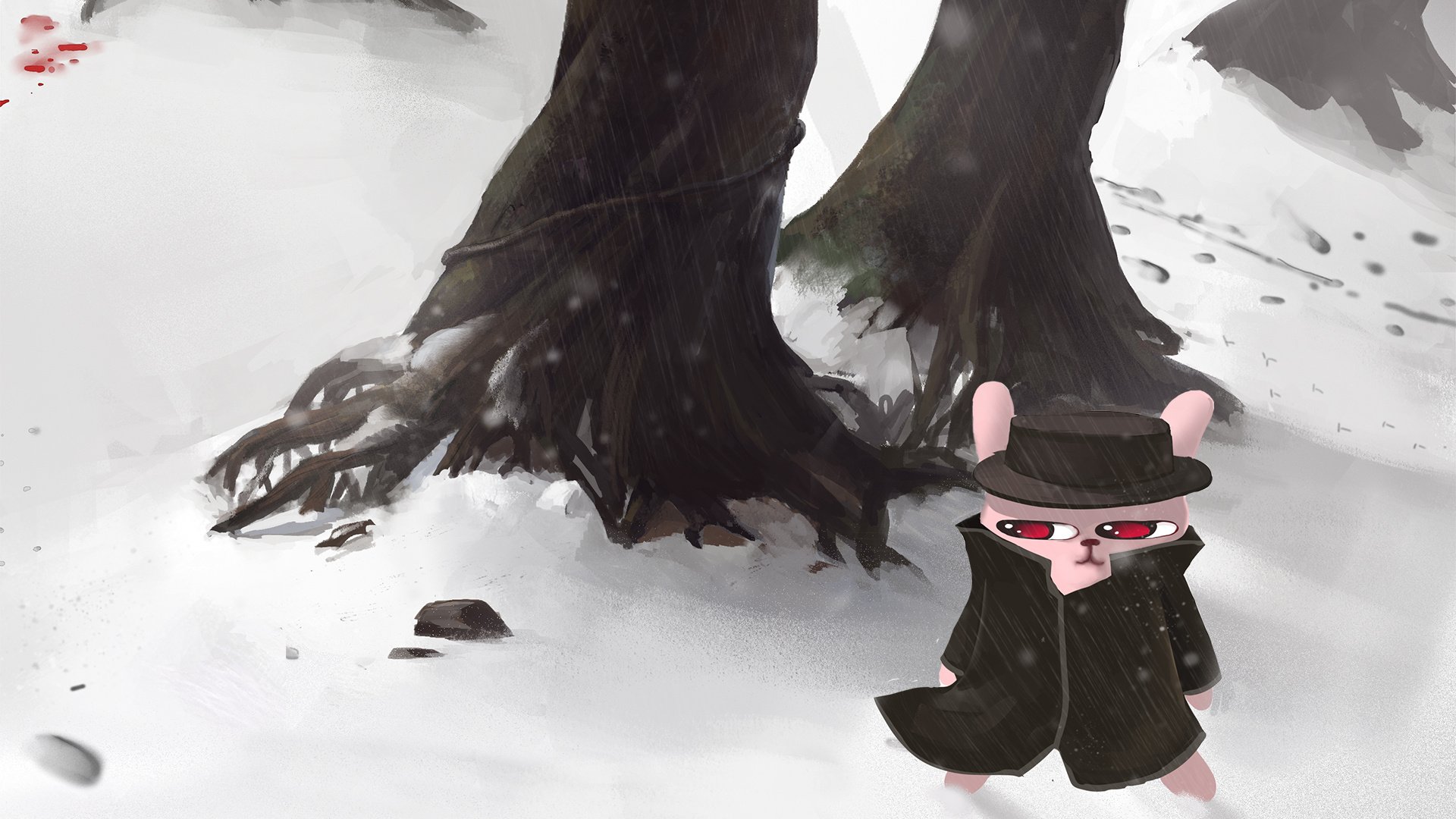 动漫,卡通,兔子,冷兔,插画,可爱,雪林,儿童桌面专用