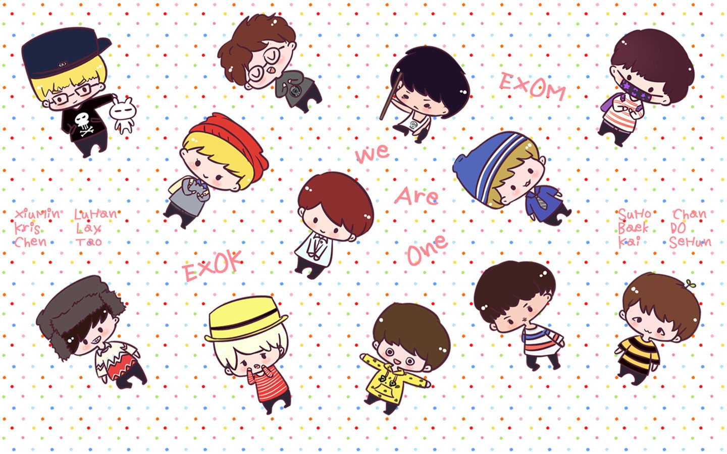 日韩,男明星,偶像团体,EXO,手绘,Q版,2月26日