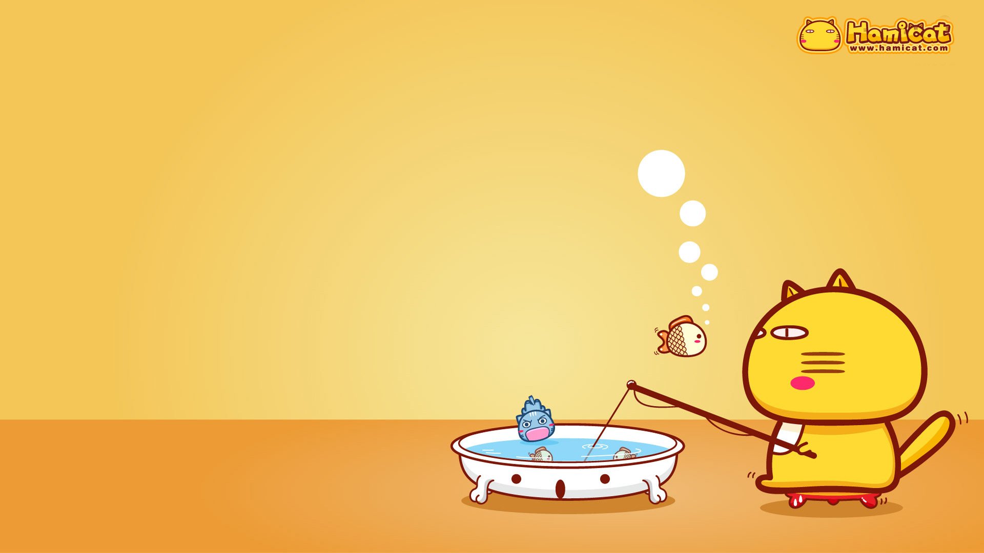 动漫,插画,手绘,Hamicat,哈咪猫,钓鱼,儿童桌面专用