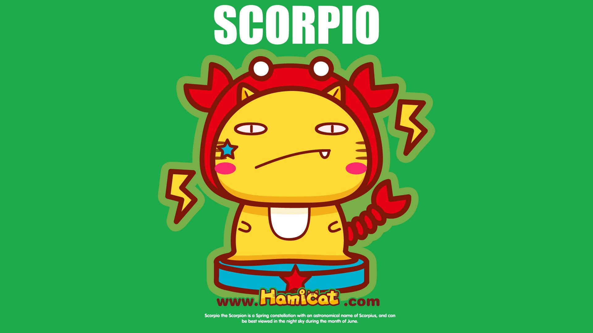 动漫,插画,手绘,Hamicat,哈咪猫,天蝎座,星座,儿童桌面专用